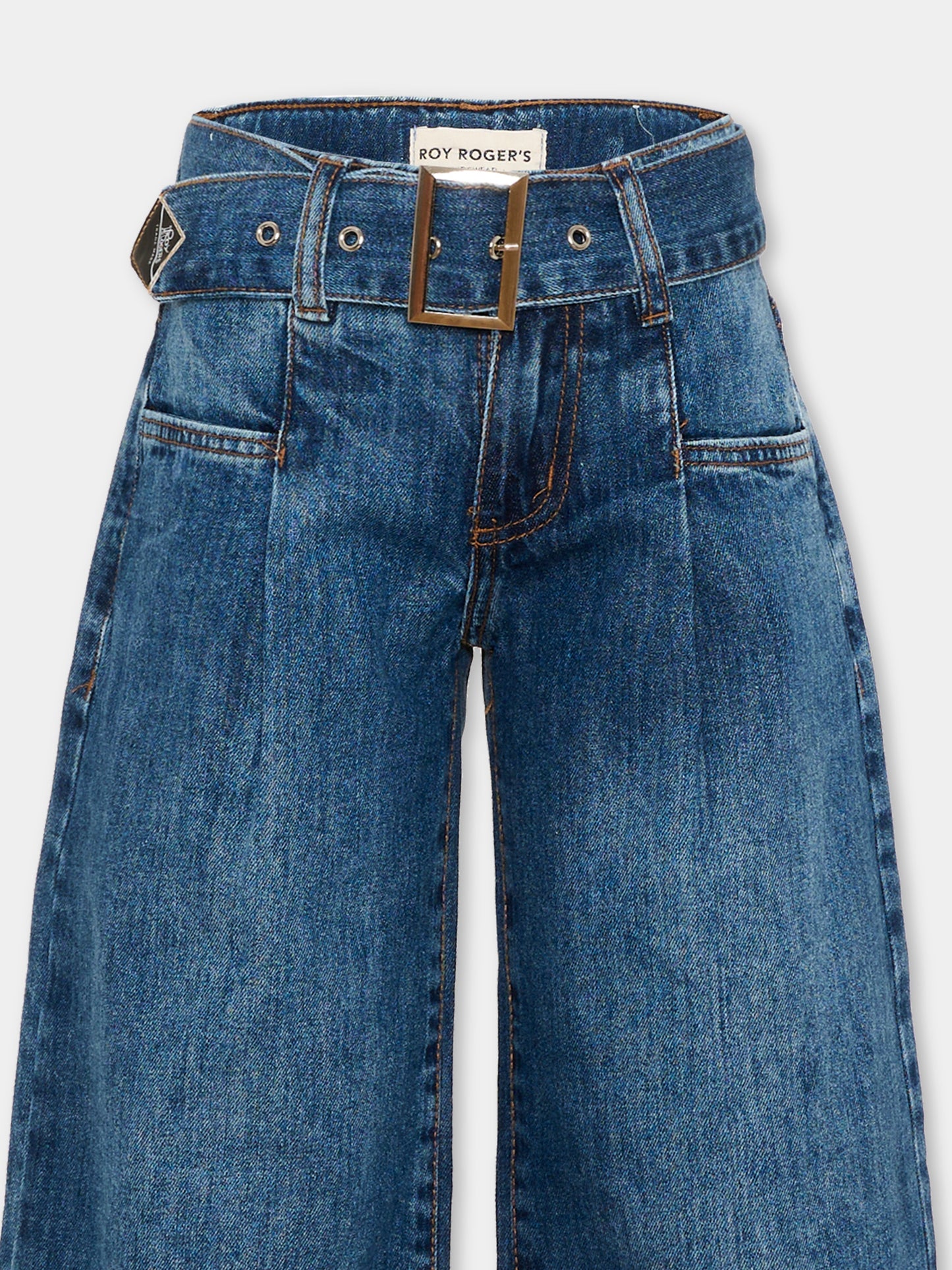 Jeans blu per bambina con cintura,Roy Roger's Kids,R F160 00 7023