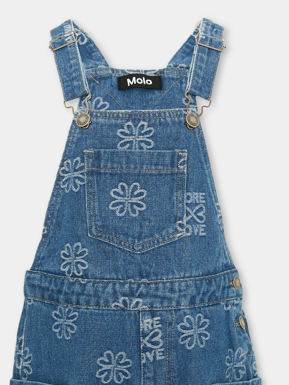 Salopette denim Amber con fiori per bambini,Molo,2S24I301 9012