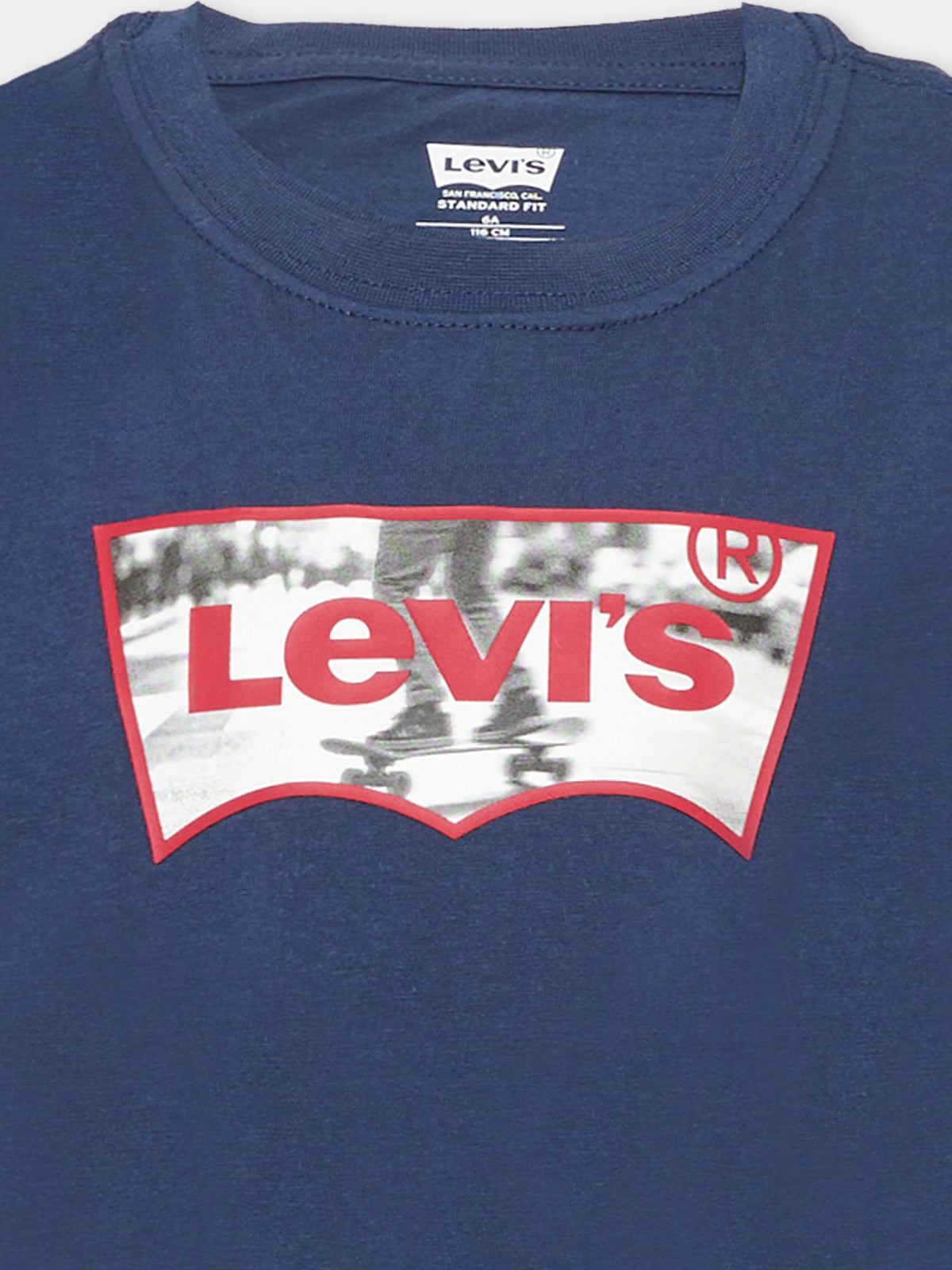 T-shirt a manica corta blu con logo per bambino,Levi's Kids,8ER749 BCF