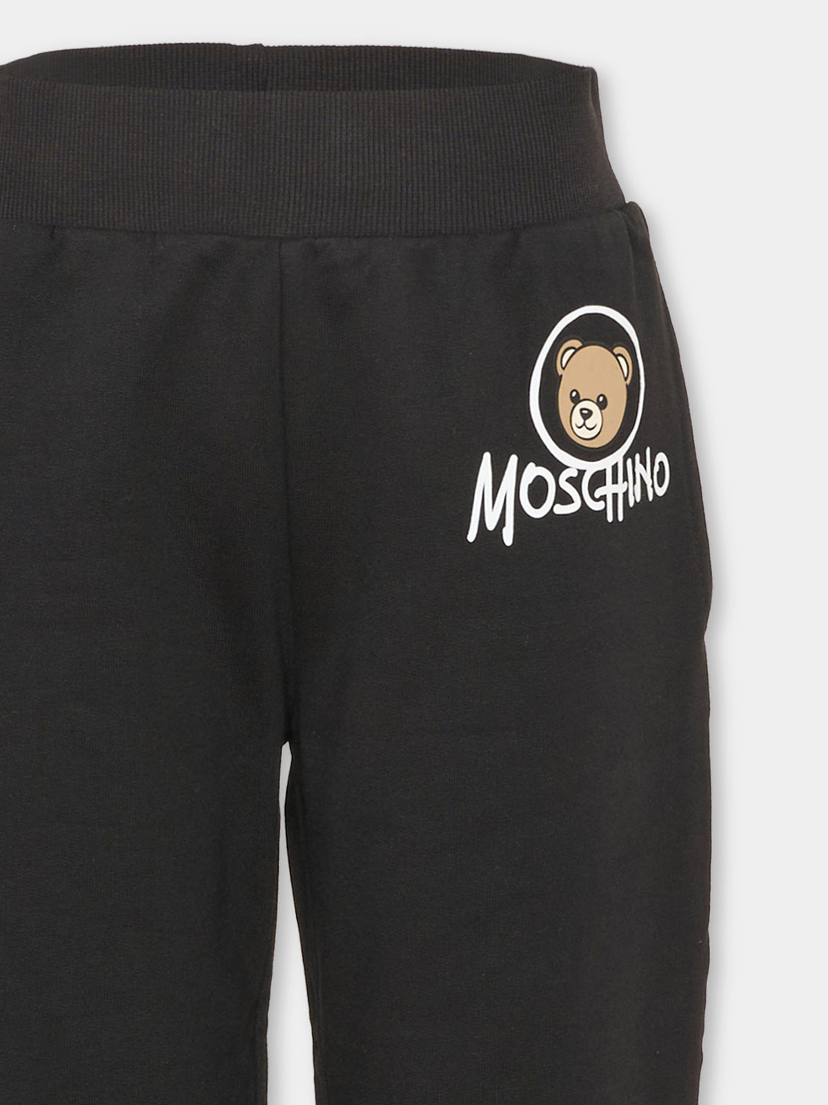 Pantalone nero per bambino con logo,Moschino Kids,HUP09D LCA83 60100
