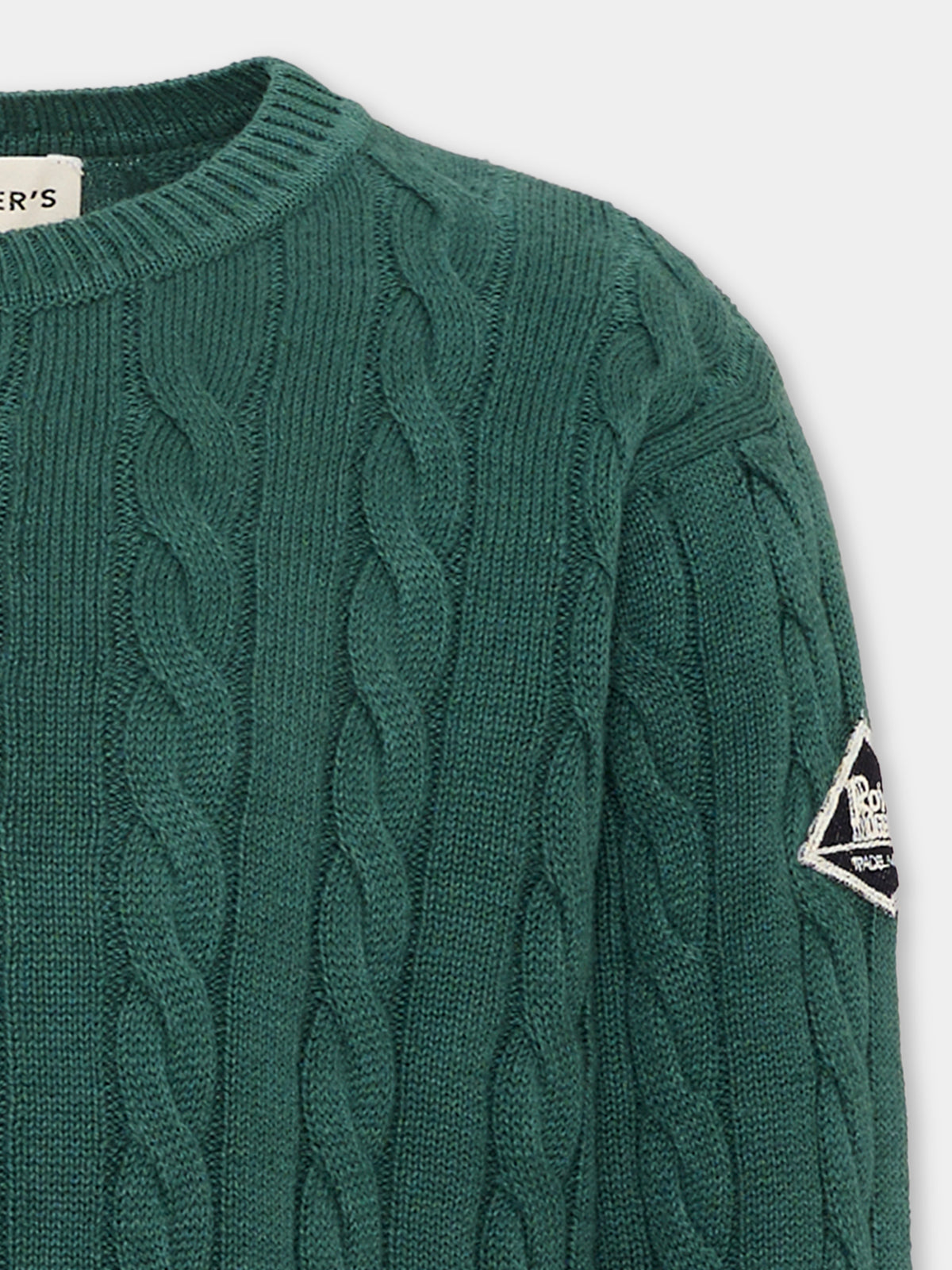 Maglione verde per bambino a trecce,Roy Roger's Kids,R F105 00 4743