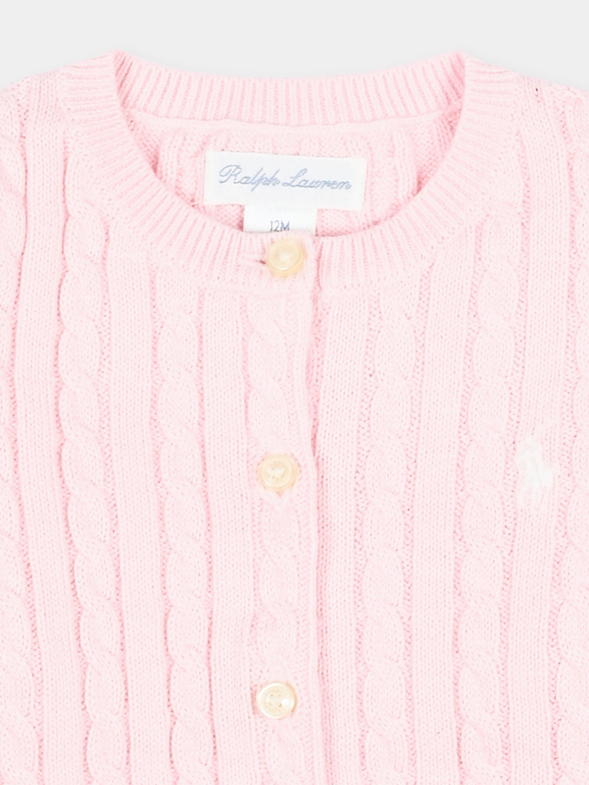 Pink cardigan for babygirl with iconic pony