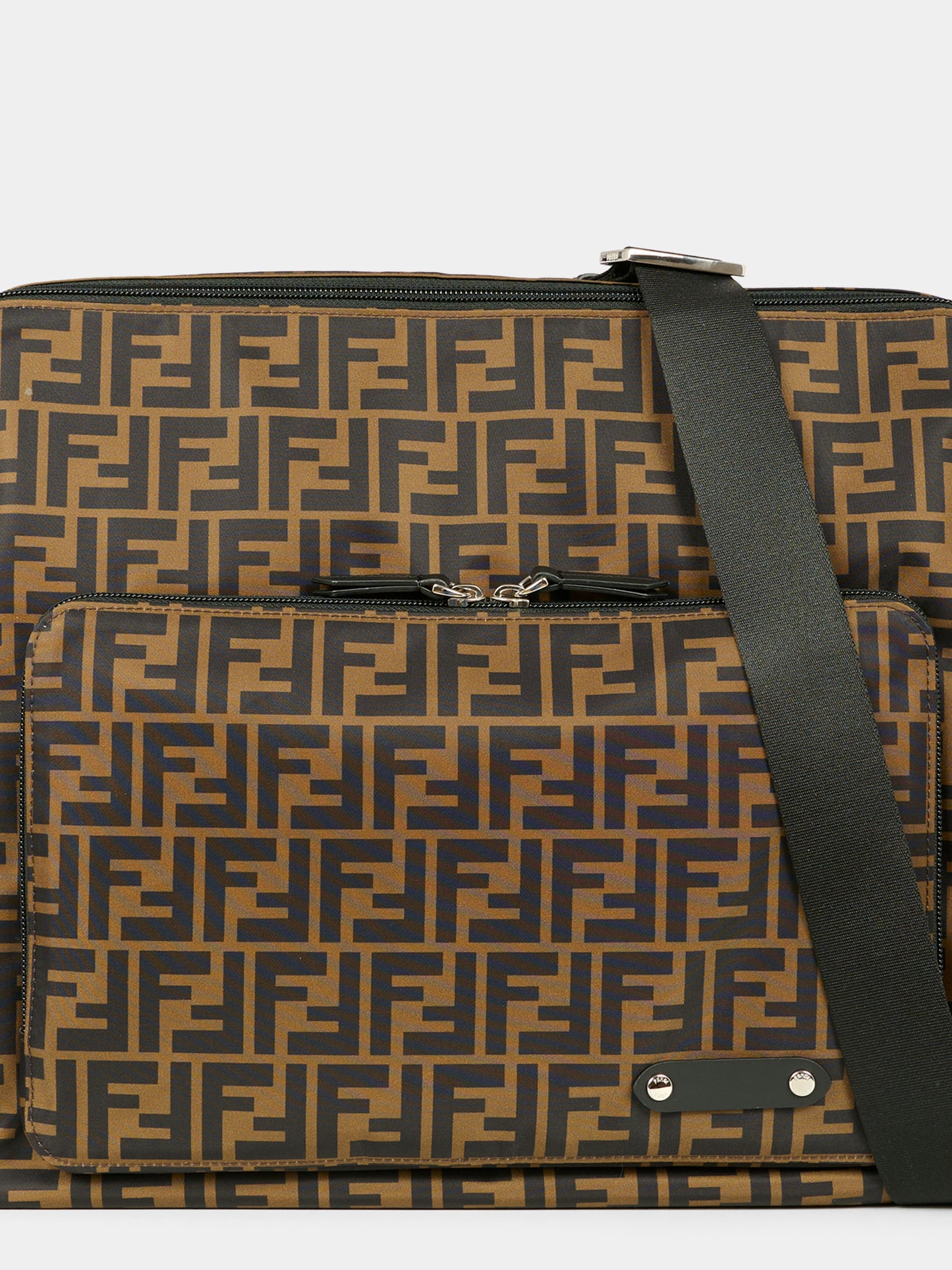 Borsa mamma marrone per neonati con doppia FF,Fendi Kids,7VB013 AFV5 F14TW