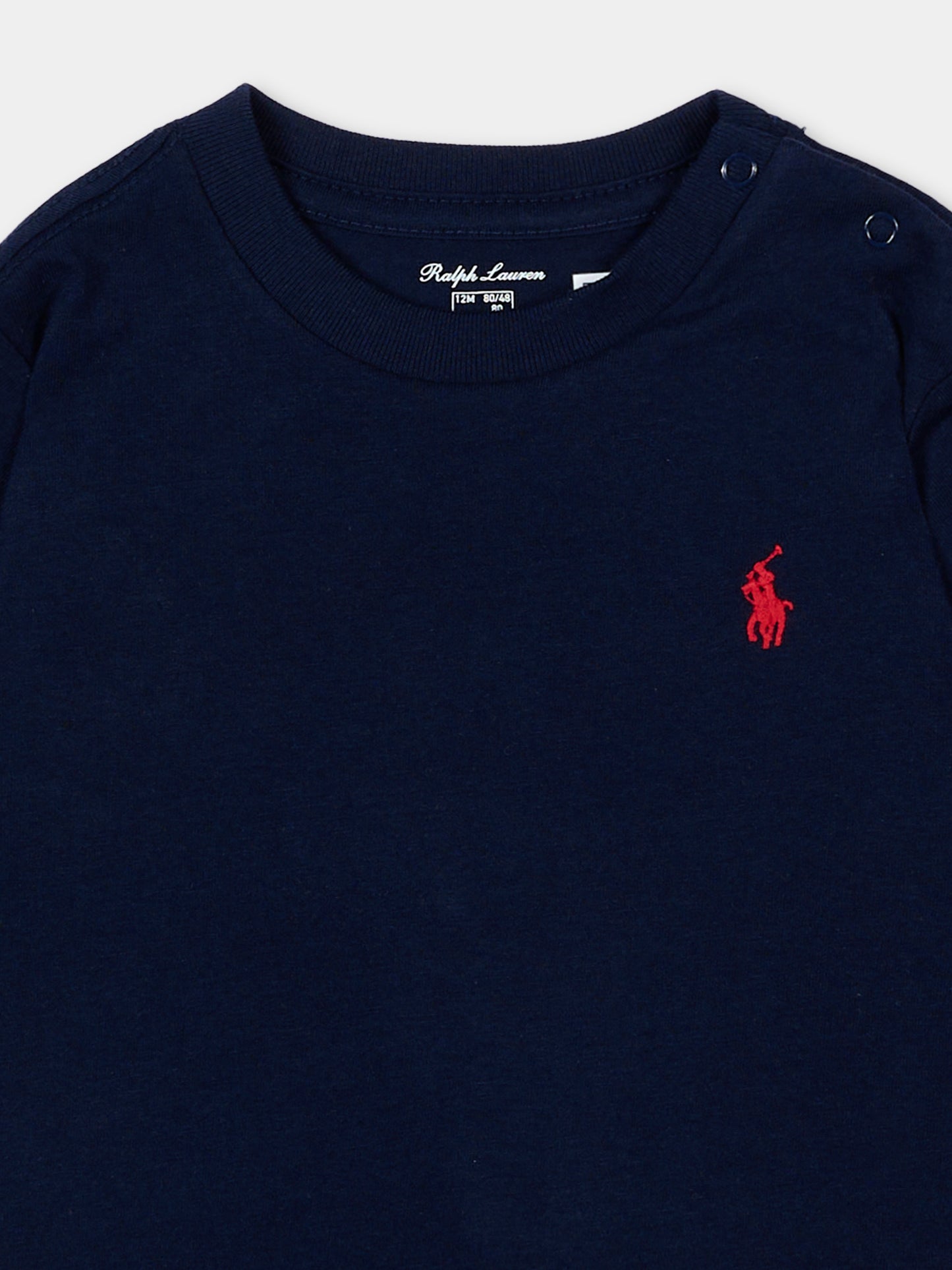 Blue t-shirt for baby kids with iconic pony logo