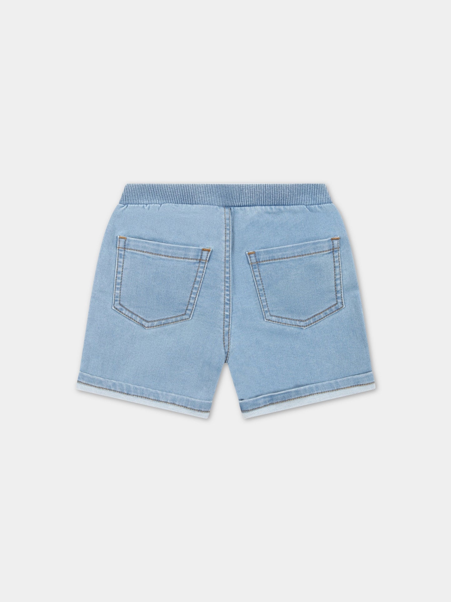 Shorts blu per neonati con Teddy Bear e logo,Moschino Kids,MUQ00W LDE13 40020