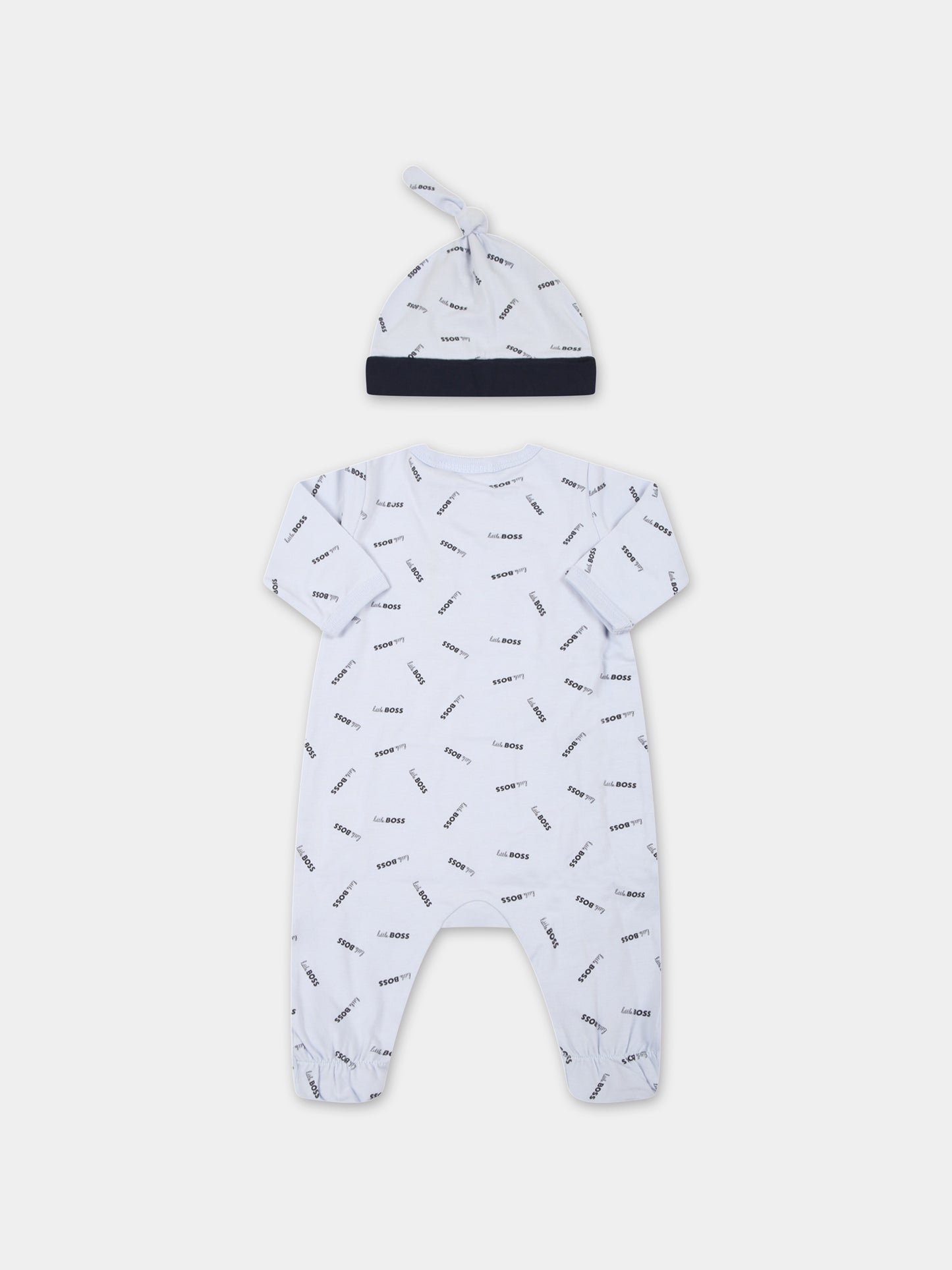 Set celeste per neonato con loghi,Hugo Boss,J98377 771