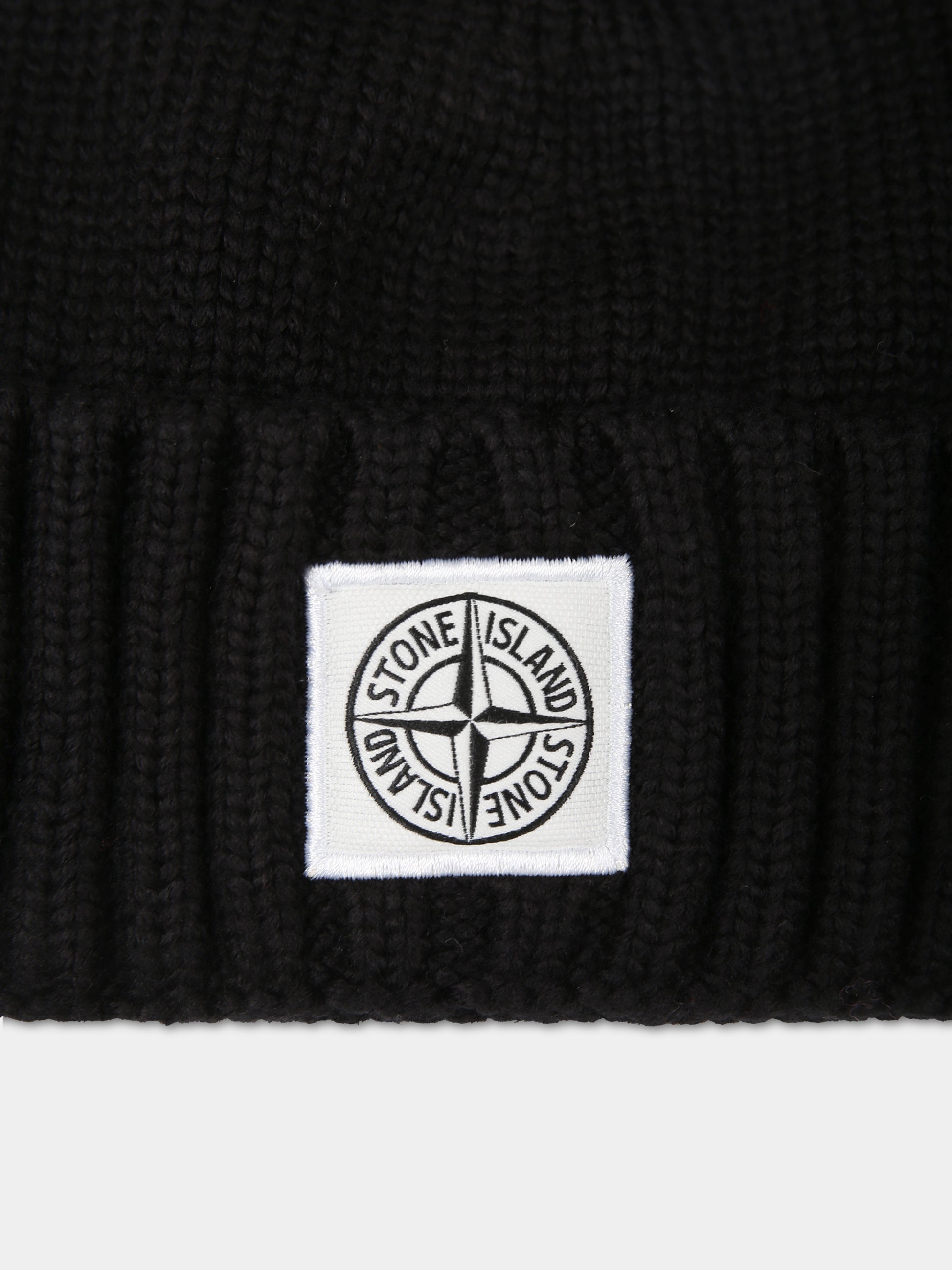 Cappello nero per bambino con logo,Stone Island Junior,7916N04Z4 V0029