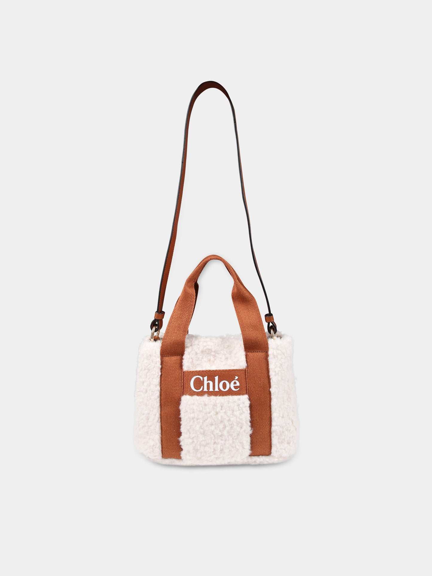 Borsa avorio con logo per bambina,Chloé Kids,C10323 148