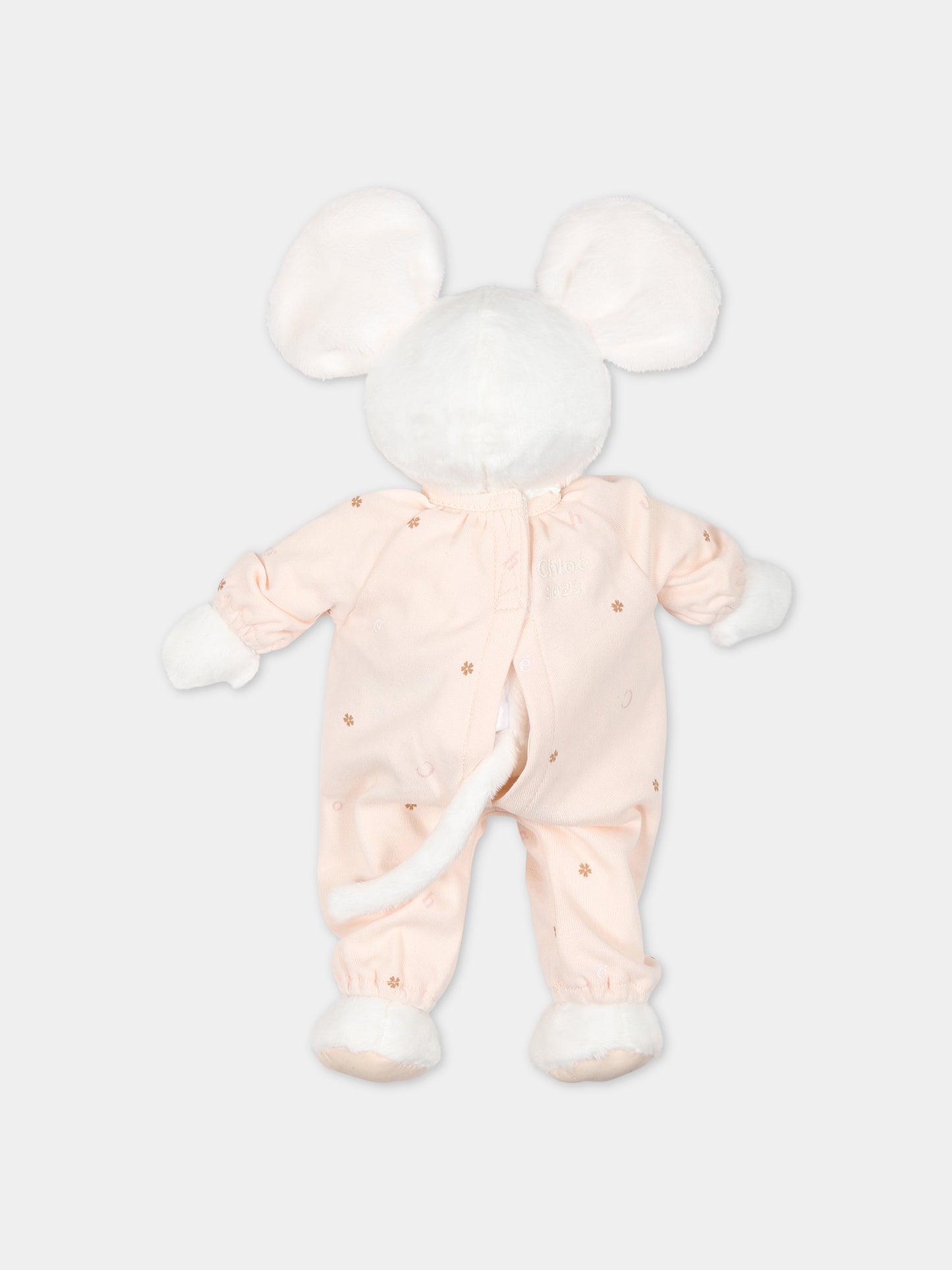 Doudou bianco per neonata con logo,Chloé Kids,C9K233 440