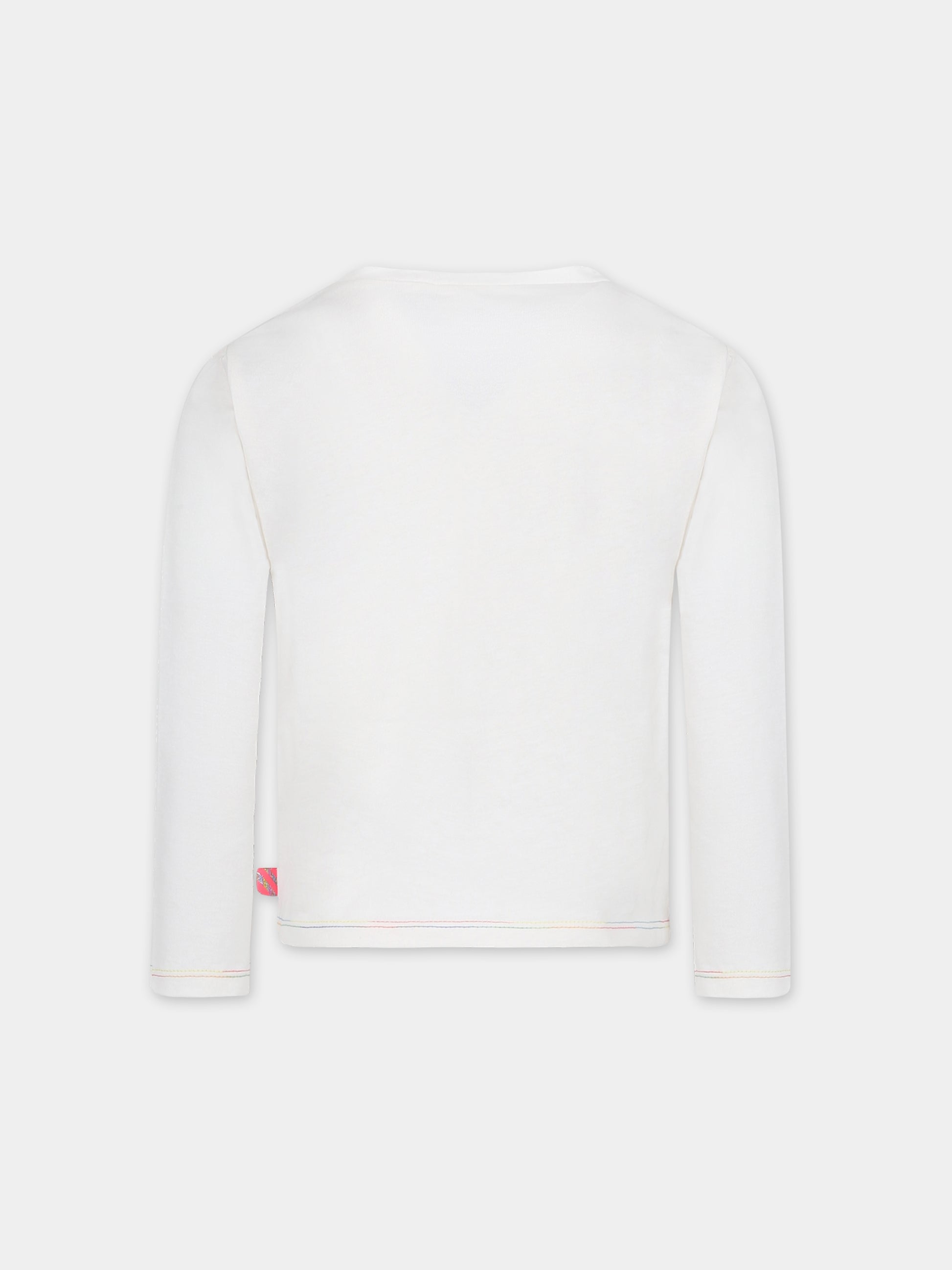 T-shirt avorio per bambina con scritta,Billieblush,U15C01 121
