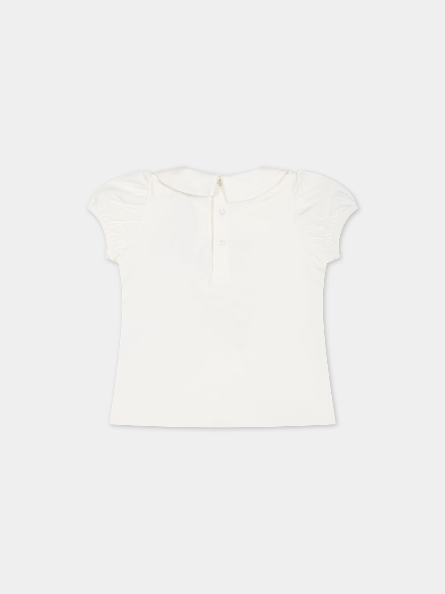 T-shirt bianca per neonata con Teddy Bear e logo,Moschino Kids,MCM02S LBA11 10063