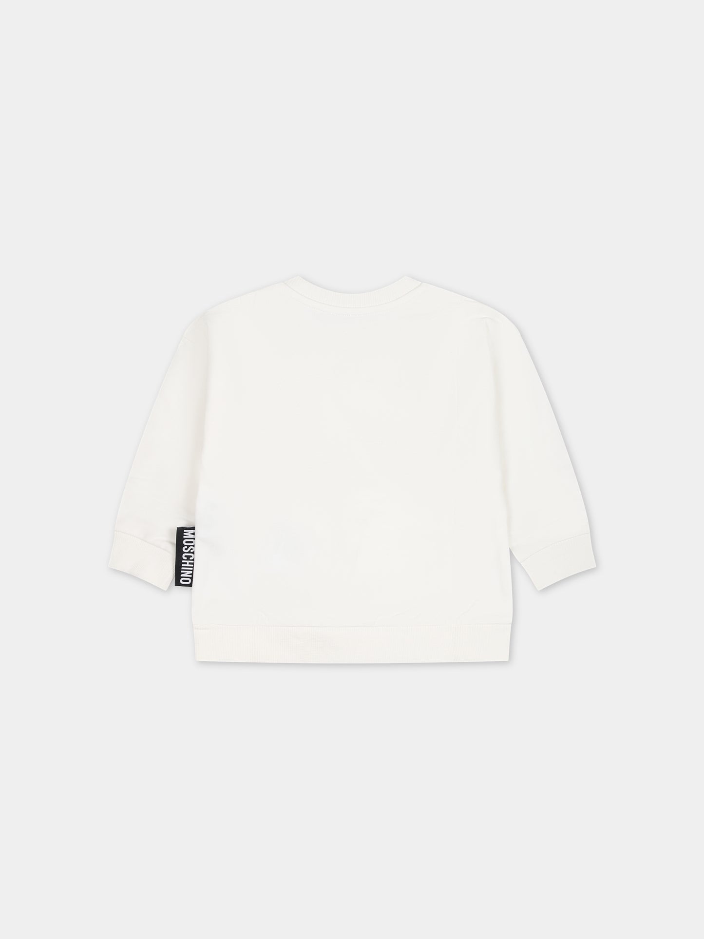 Felpa bianca per neonati con Teddy Bear,Moschino Kids,MTF03Q LCA60 10063