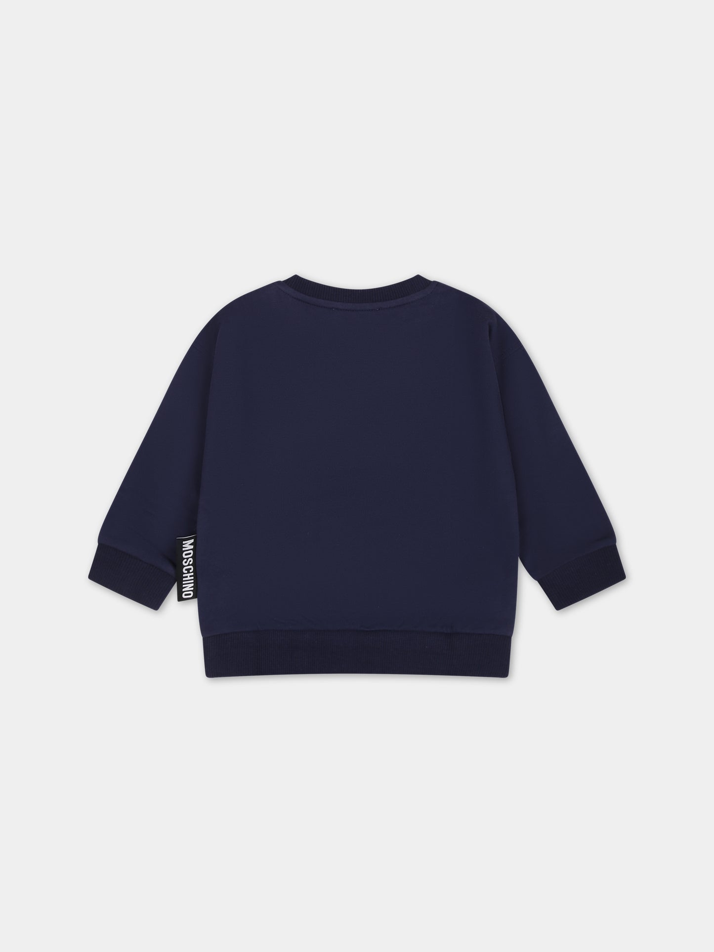 Felpa blu per neonati con Teddy Bear,Moschino Kids,MTF03Q LCA60 40016