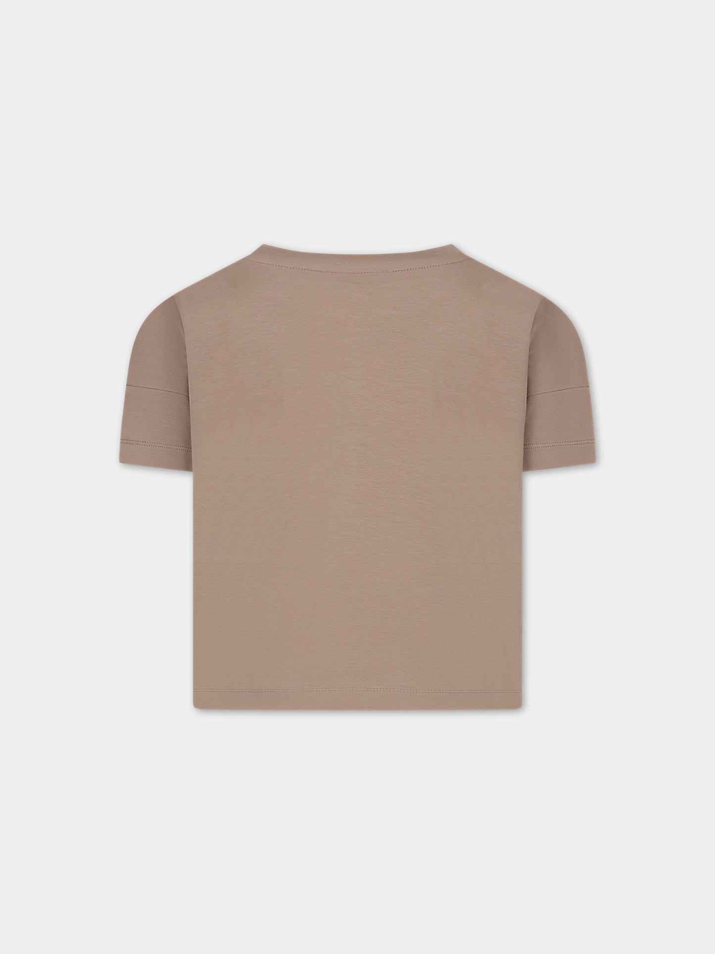 T-shirt beige per bambina con stampa bosco,Molo,2W23A215 3349