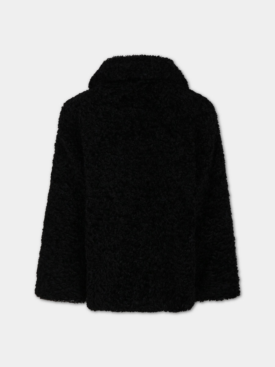 Ecopelliccia nera per bambina,Monnalisa,17B107 2026 0050