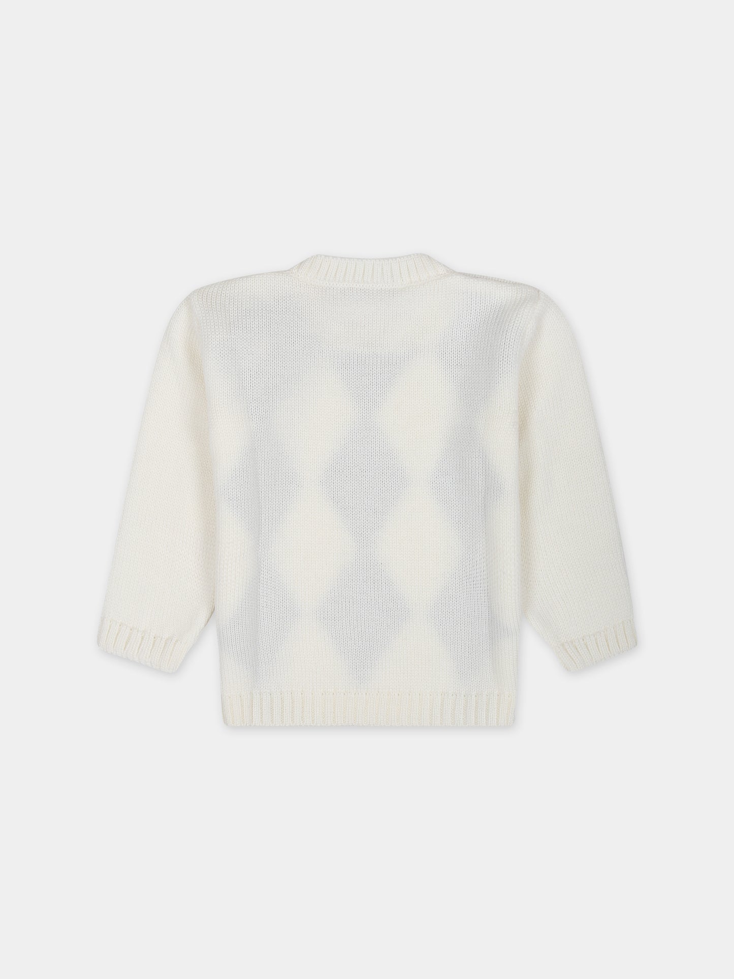 Maglione bianco per neonato con rombi,Little Bear,7154 LATTE