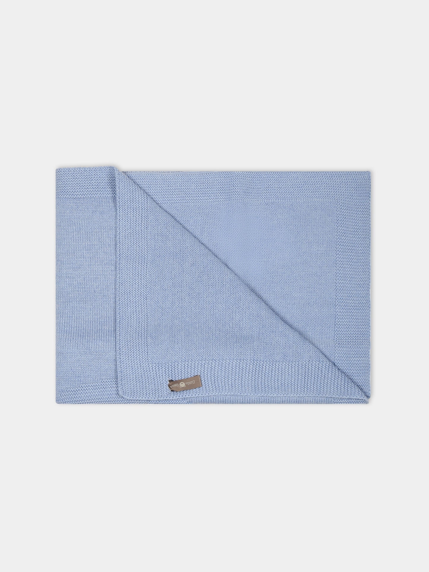 Coperta celeste per neonato con orso rosa ricamato,Little Bear,7111 AZZURRO