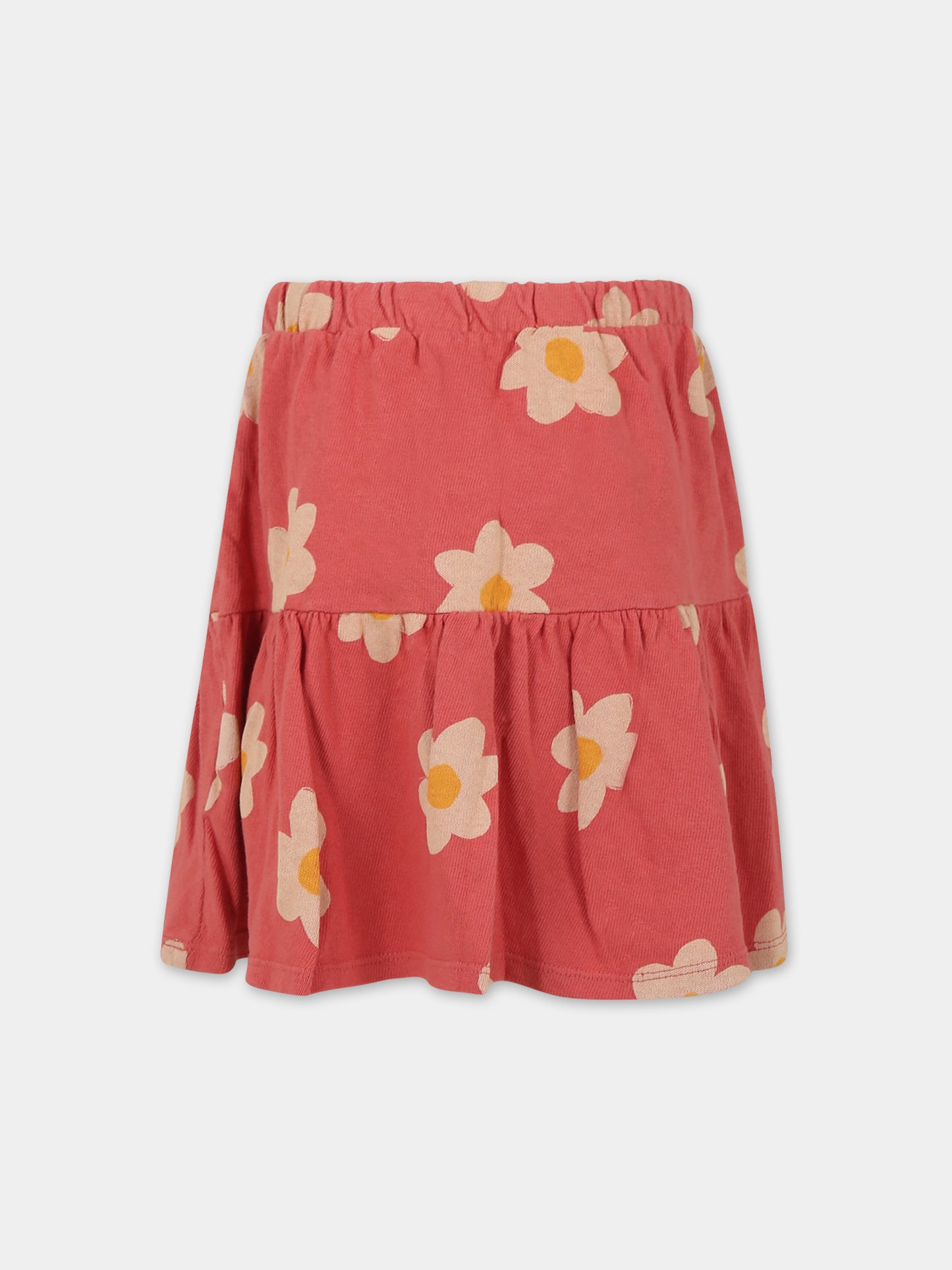 Gonna rosa per bambina con stampa fiori,Bobo Choses,223AC097