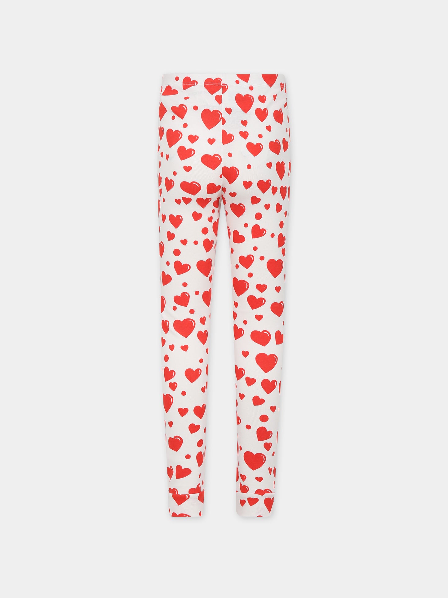 Leggings bianchi per bambina con stampa cuori,Mini Rodini,2373016000