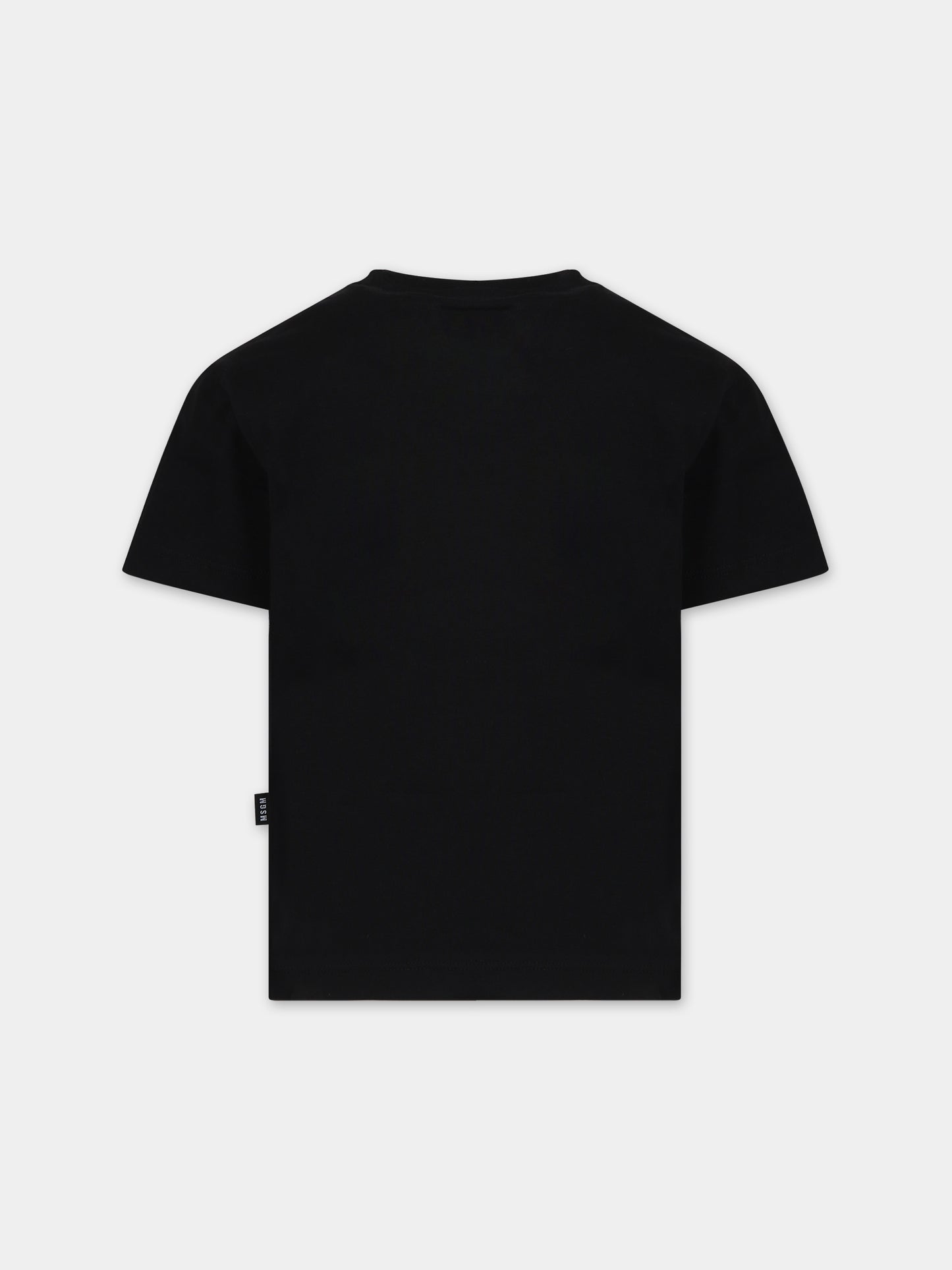 T-shirt nera per bambina con logo,Msgm Kids,F3MSJUTH010 110