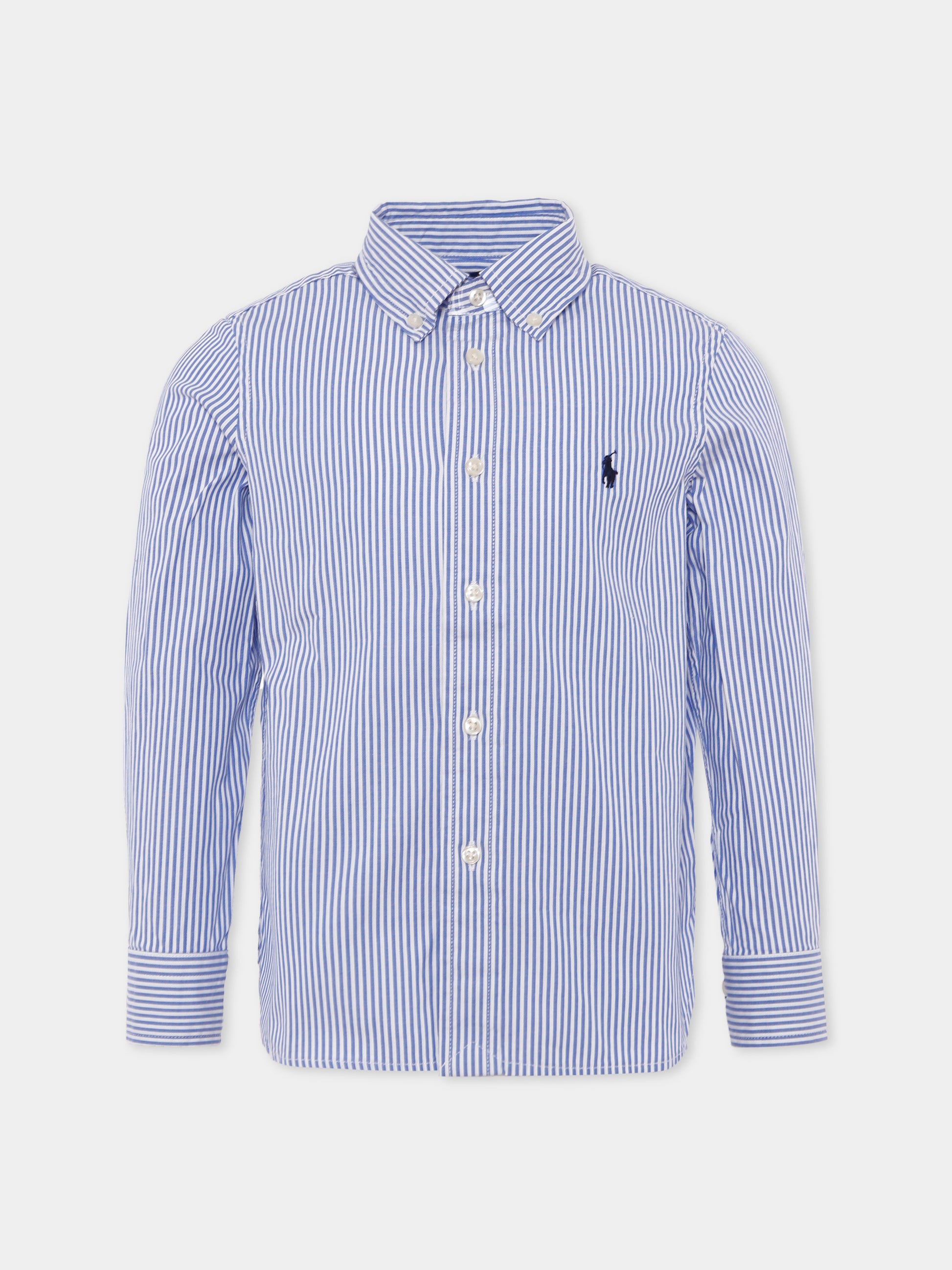 Camicia celeste per bambino con logo,Ralph Lauren Kids,819240001 BSR BLUE/WHITE