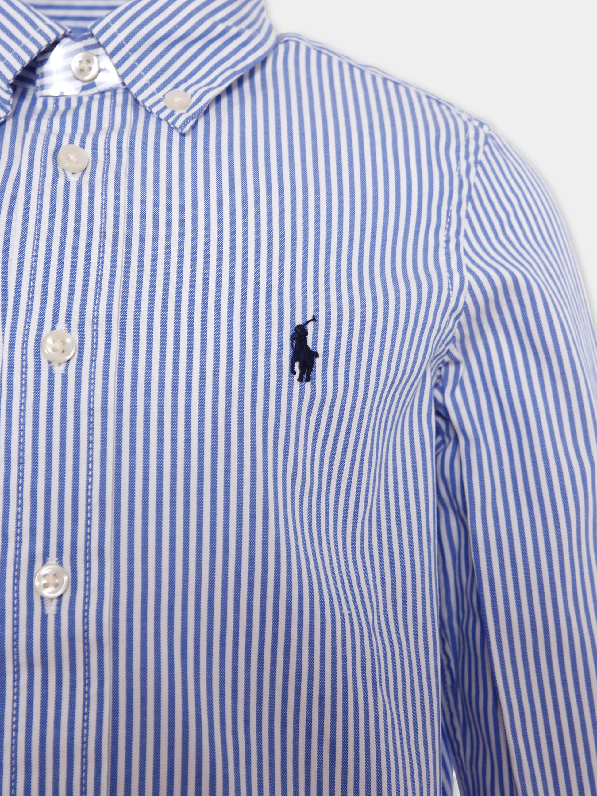 Camicia celeste per bambino con logo,Ralph Lauren Kids,819240001 BSR BLUE/WHITE