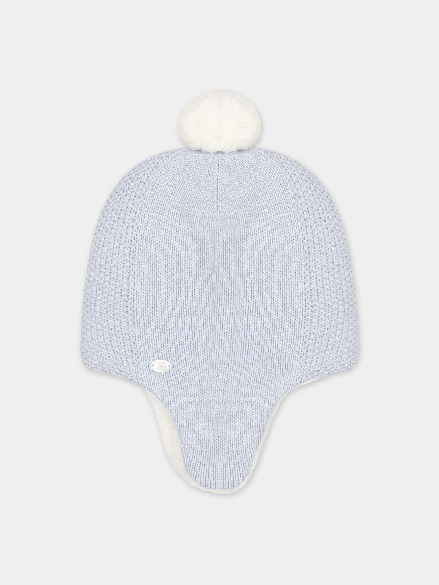 Berretto celeste per neonato con pon pon,Tartine Et Chocolat,TX90020-42