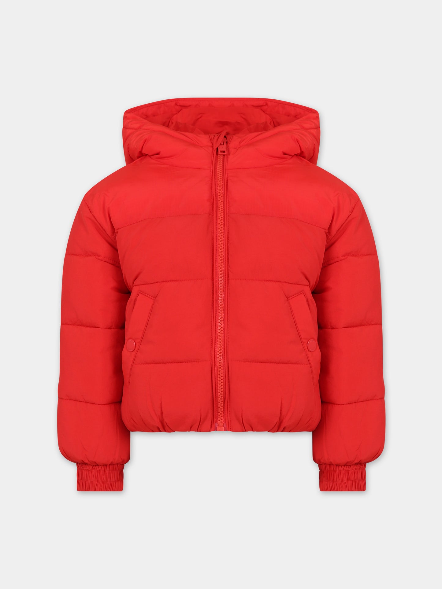 Piumino rosso per bambina con logo,Tommy Hilfiger Junior,23WMTHKG0KG07551T SNE