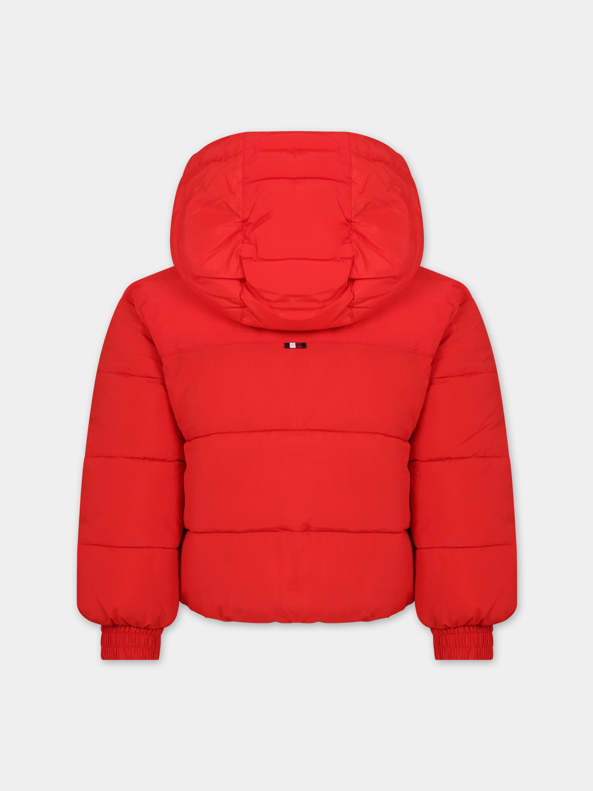 Piumino rosso per bambina con logo,Tommy Hilfiger Junior,23WMTHKG0KG07551T SNE
