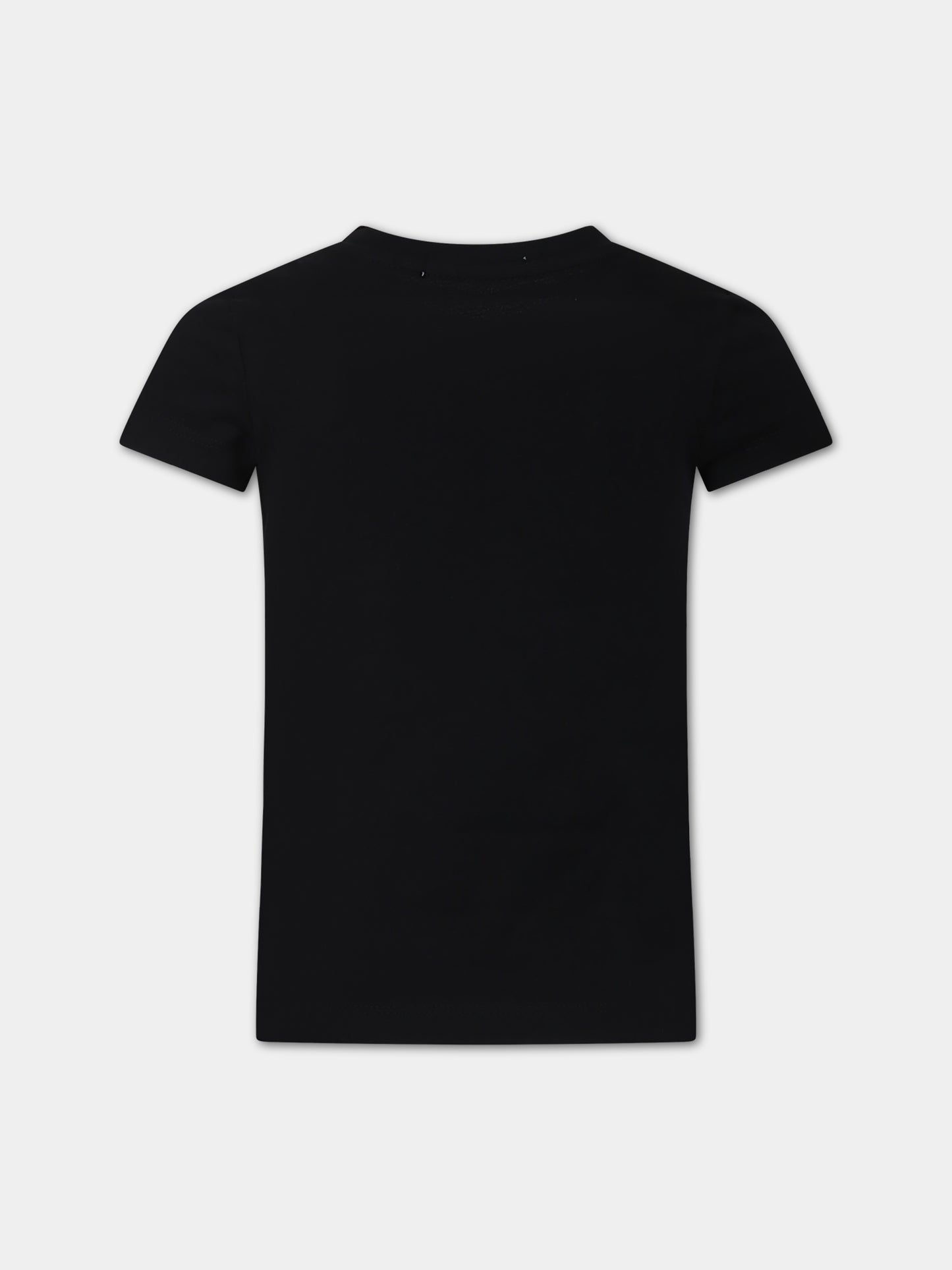 T-shirt nera per bambina con logo,Calvin Klein Kids,23WMCKIG0IG02263 BEH