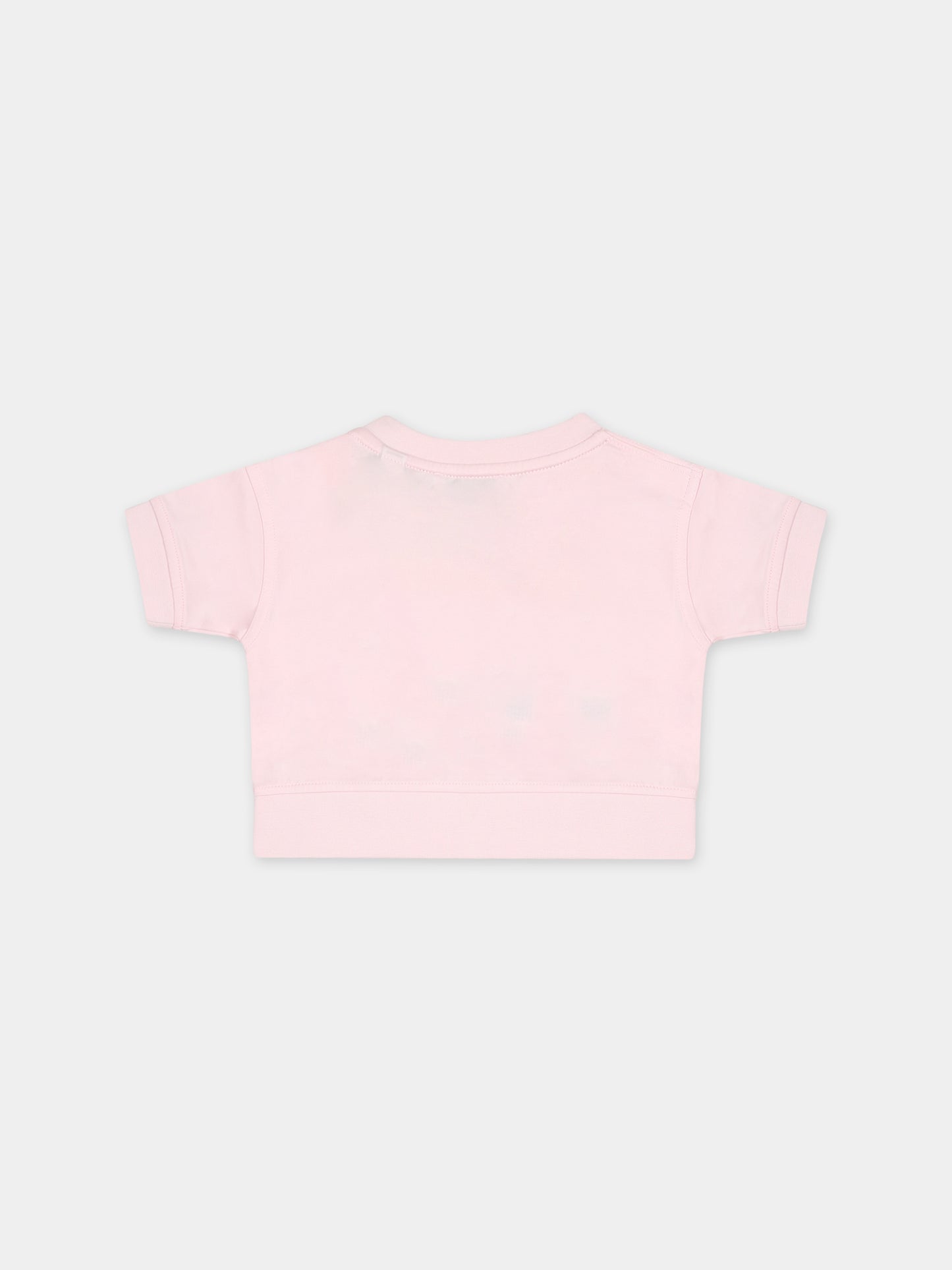 T-shirt rosa per neonata con stampa logo,Burberry Kids,8072762