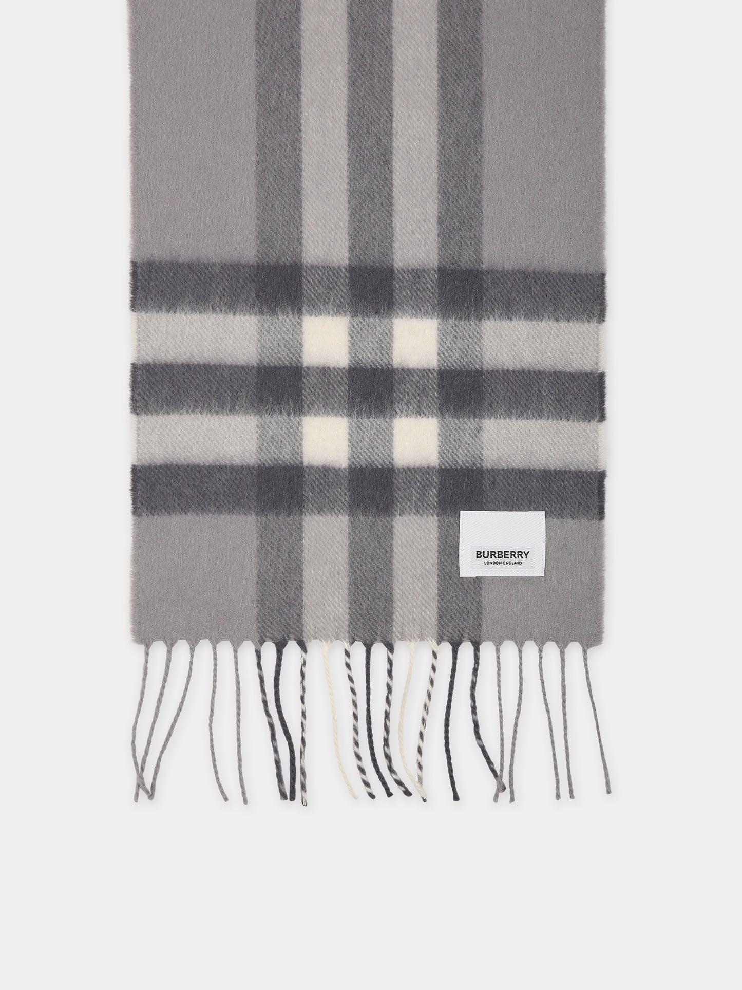 Sciarpa grigia per bambini con iconico check,Burberry Kids,8070476