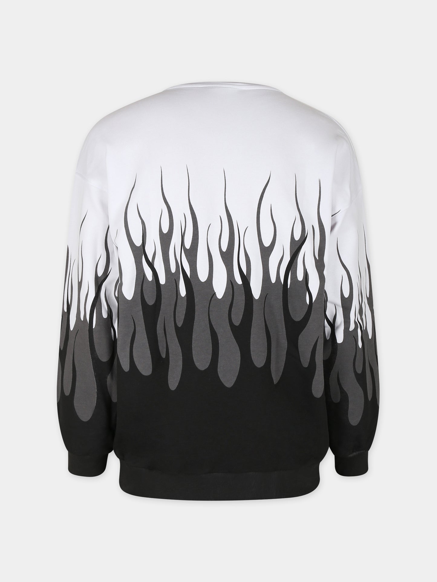 Felpa bianca per bambino con fiamme,Vision Of Super,MFV4309J BIANCO