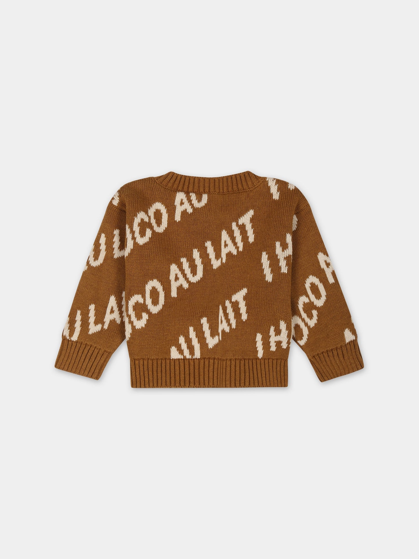 Maglione marrone per neonati con logo,Coco Au Lait,15COCOAW231205