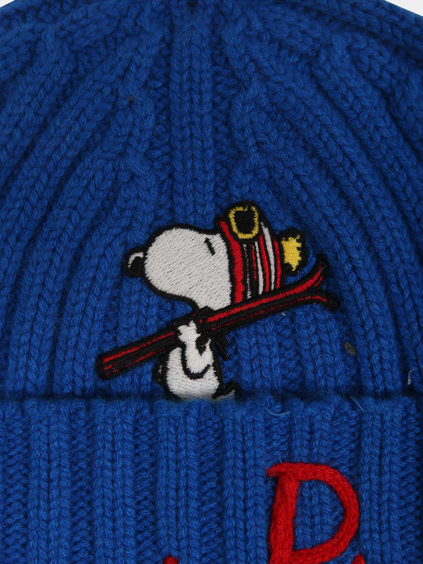 Berretto azzurro per bambino con Snoopy,Mc2 Saint Barth,WENGEN JR SNOOPY PISTA 17 PATCH