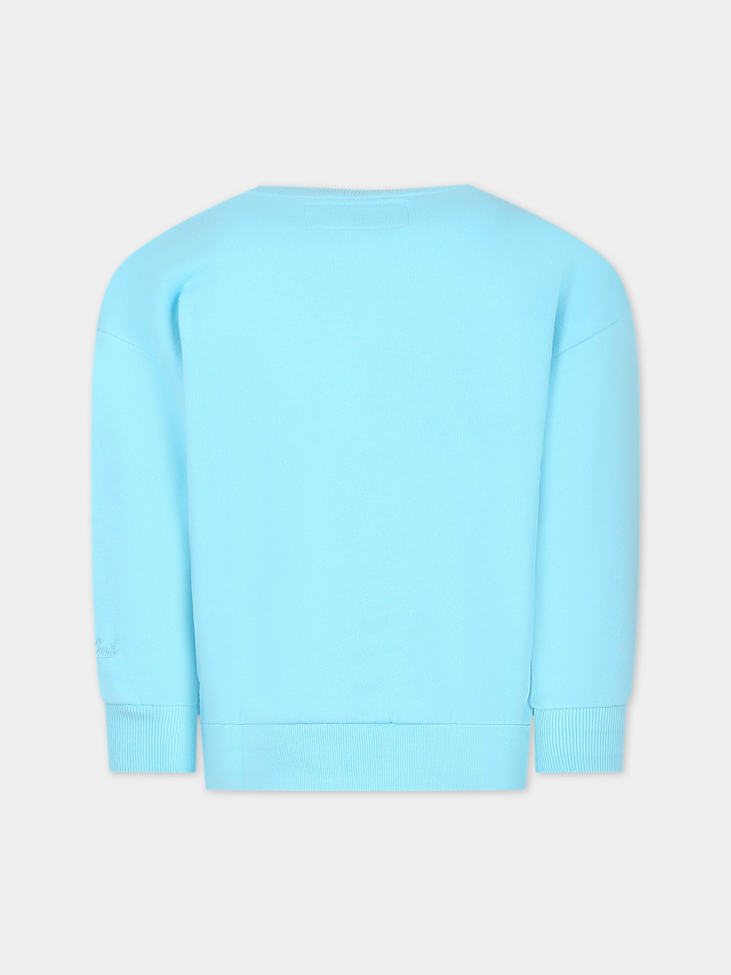 Felpa celeste per bambina con arcobaleni,Mc2 Saint Barth,BRIONY W LOVER RAINBOW 56 EMB PATCH