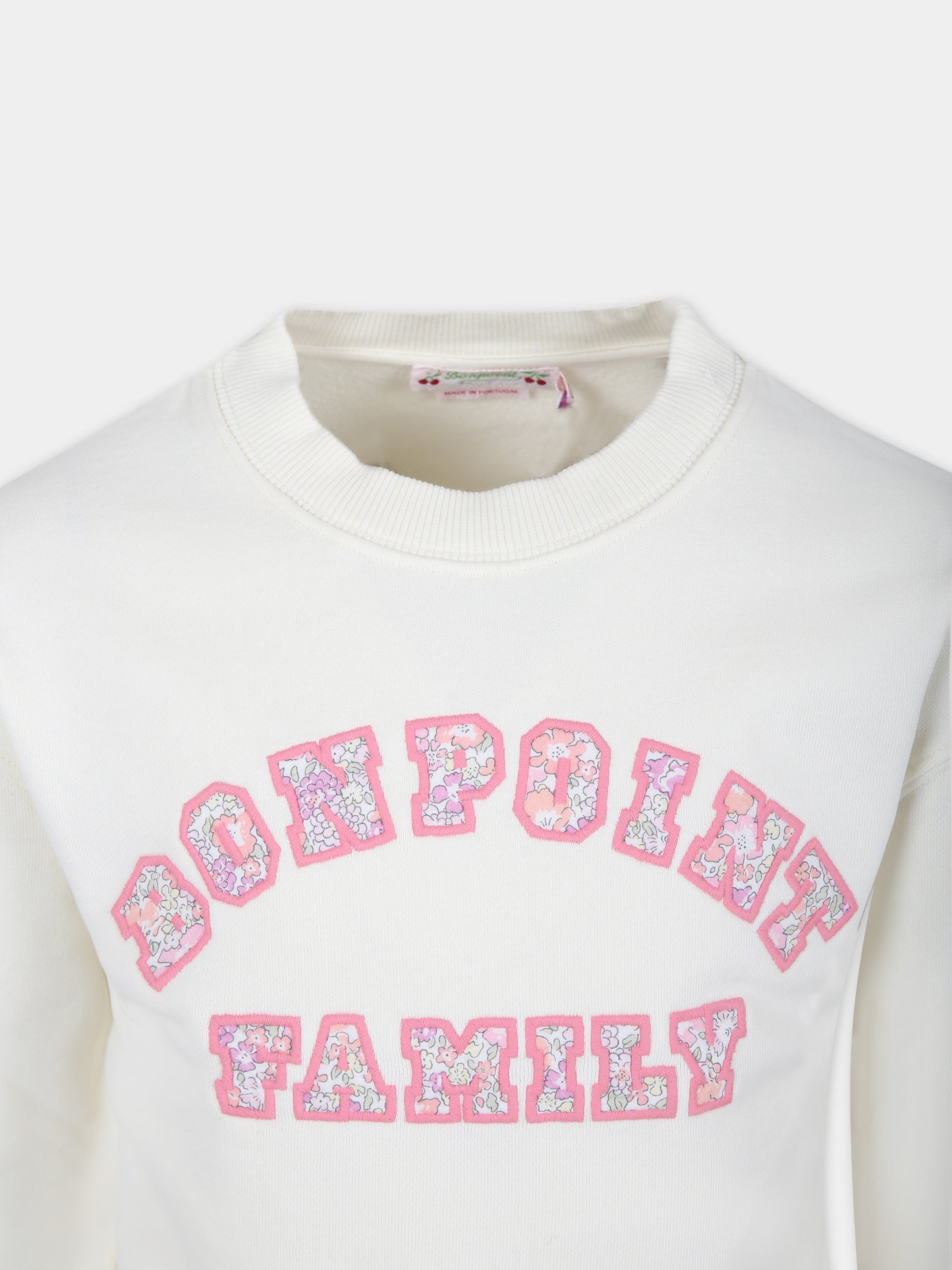 Felpa avorio per bambina con logo,Bonpoint,S04GSWK00002 104
