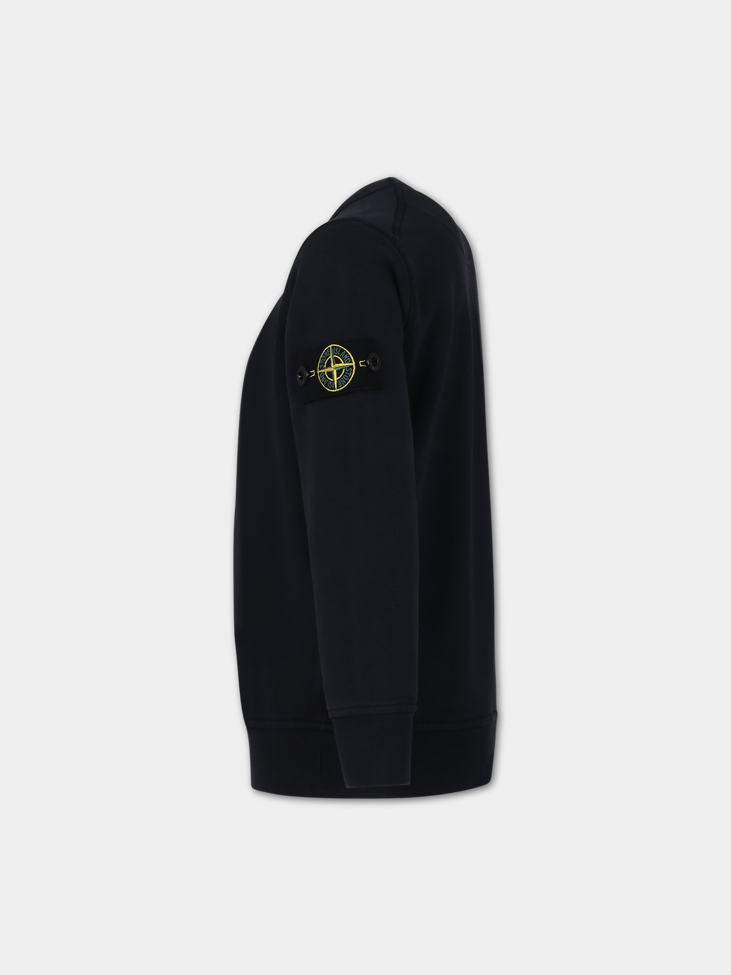 Felpa blu per bambino con logo iconico,Stone Island Junior,801661340 V0020