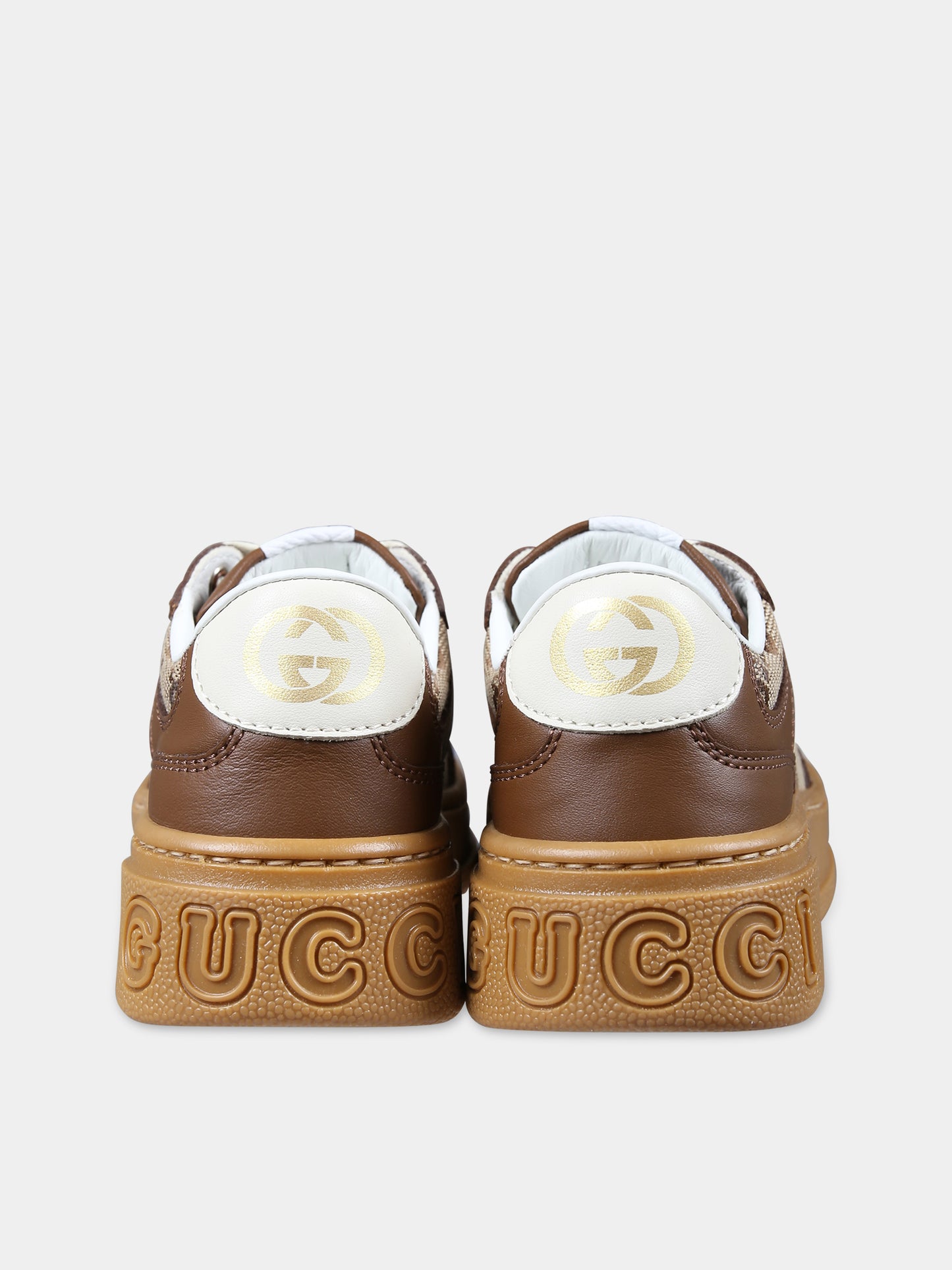 Sneakers marroni per bambini con iconica GG,Gucci Kids,755893 UPG20 2866