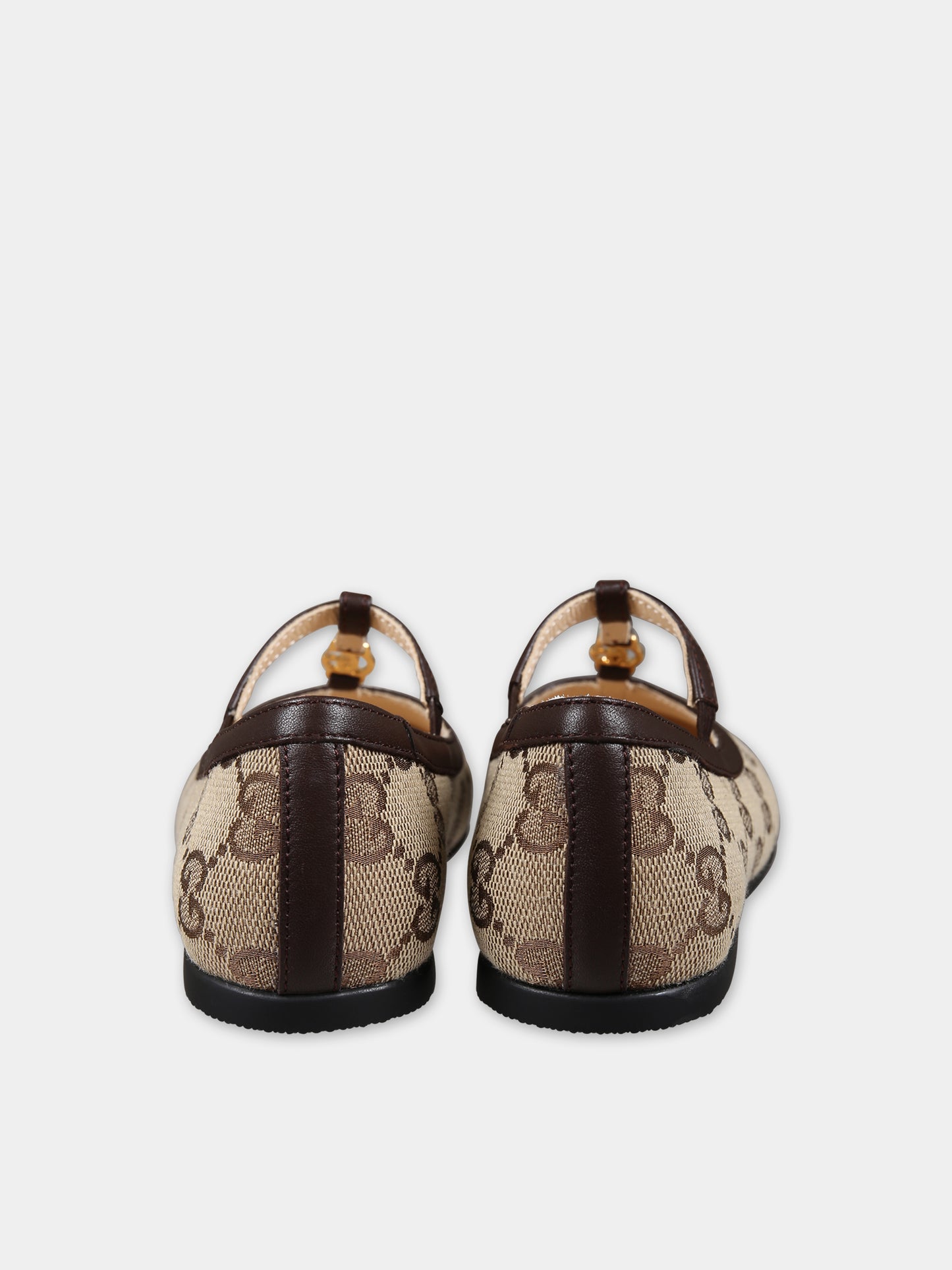 Ballerine marroni per neonata con doppia G,Gucci Kids,750605 FACYJ 9754