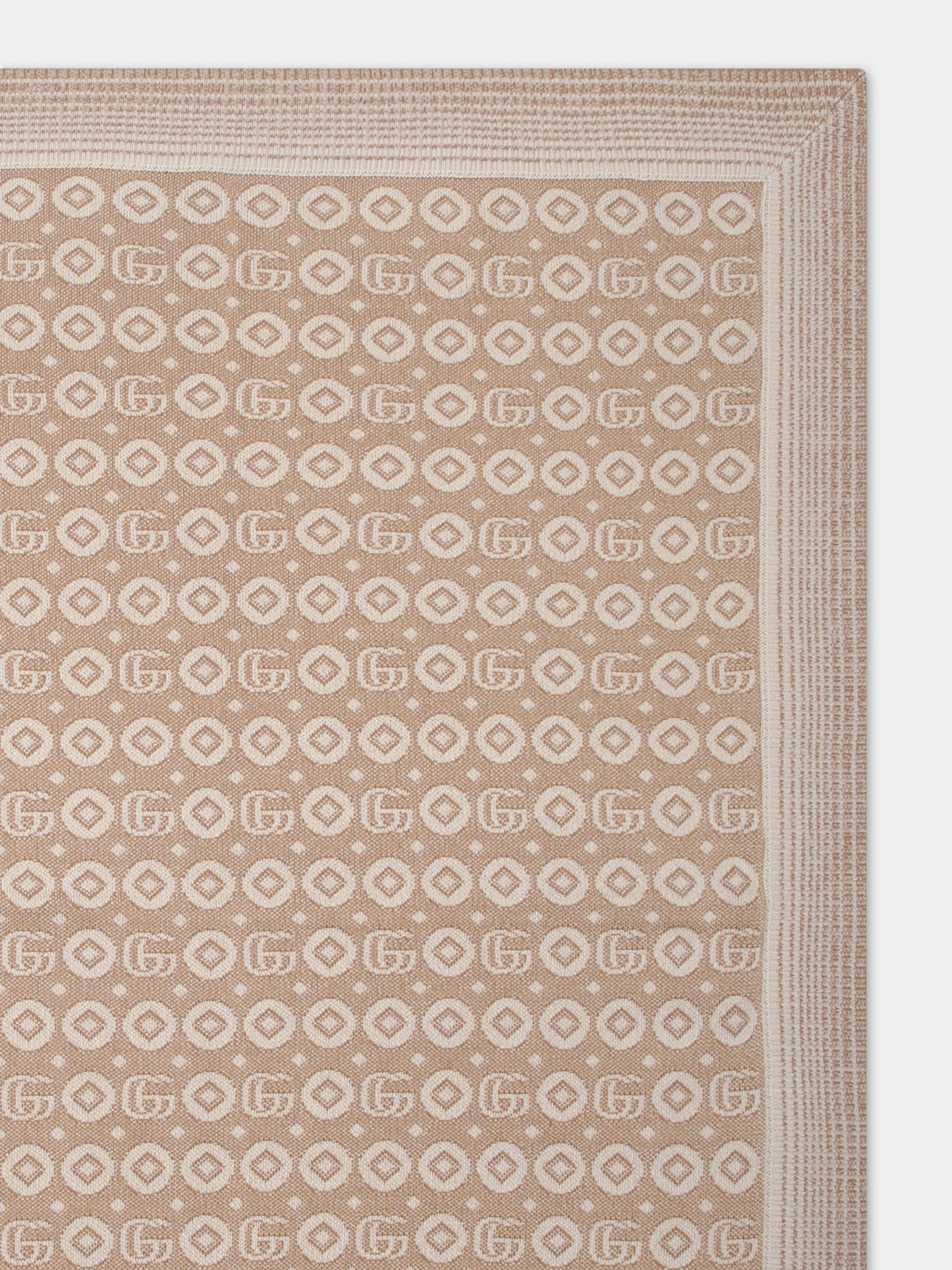 Coperta marrone per neonati con doppia G,Gucci Kids,769570 3K111 9678