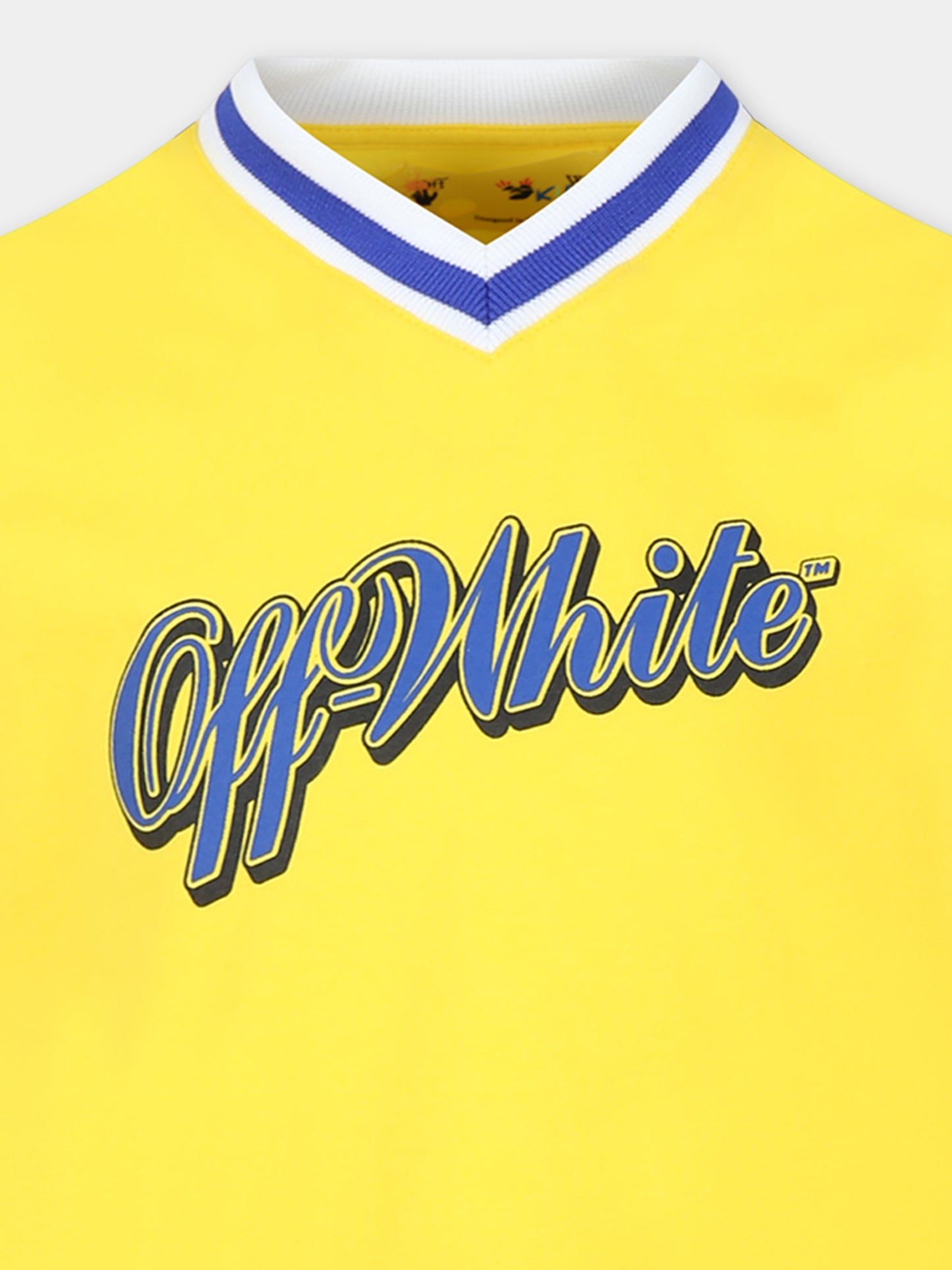 T-shirt gialla per bambino con logo,Off White,OBAA010S24JER0011845