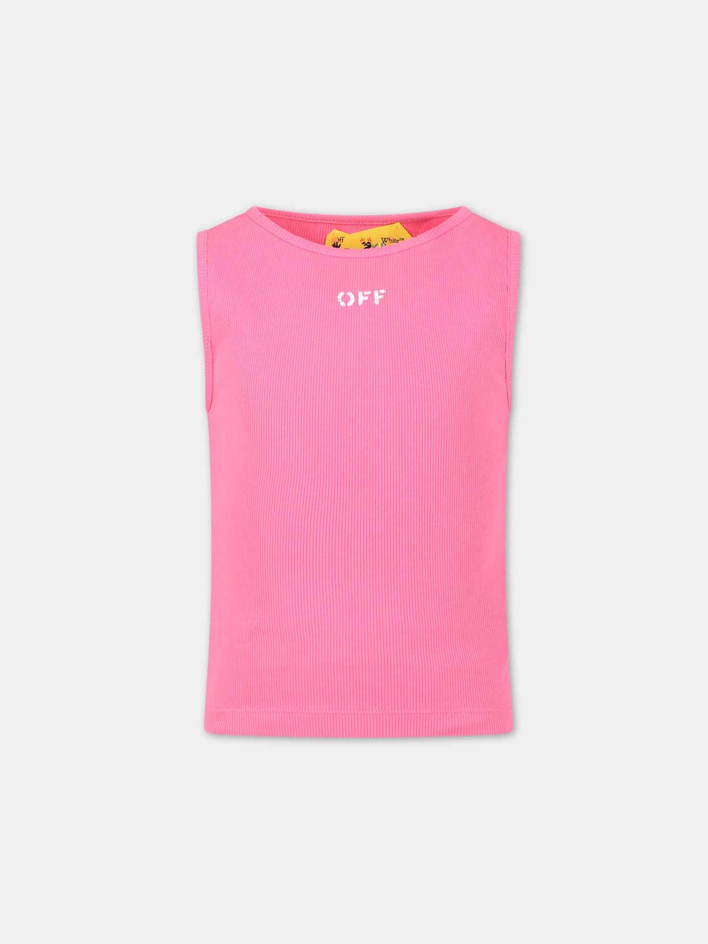 Canotta fucsia per bambina con logo,Off White,OGAD009S24JER0013201