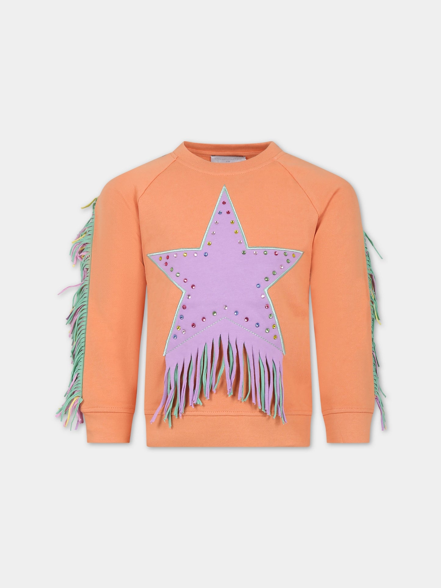 Felpa arancione per bambina con stella,Stella Mccartney Kids,TU4A20 Z0499 404