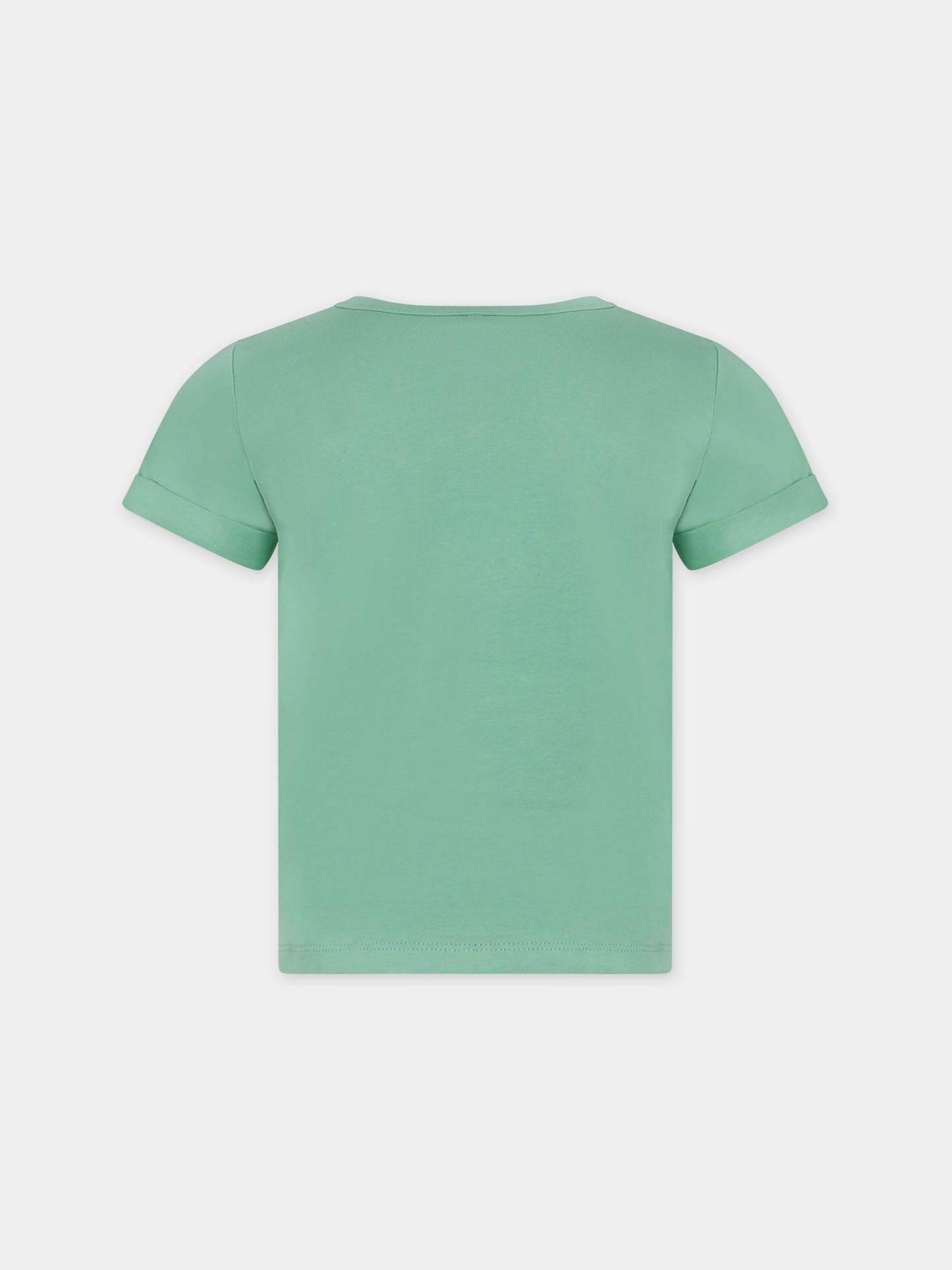 T-shirt verde per bambina con stella,Stella Mccartney Kids,TU8A61 Z0434 787