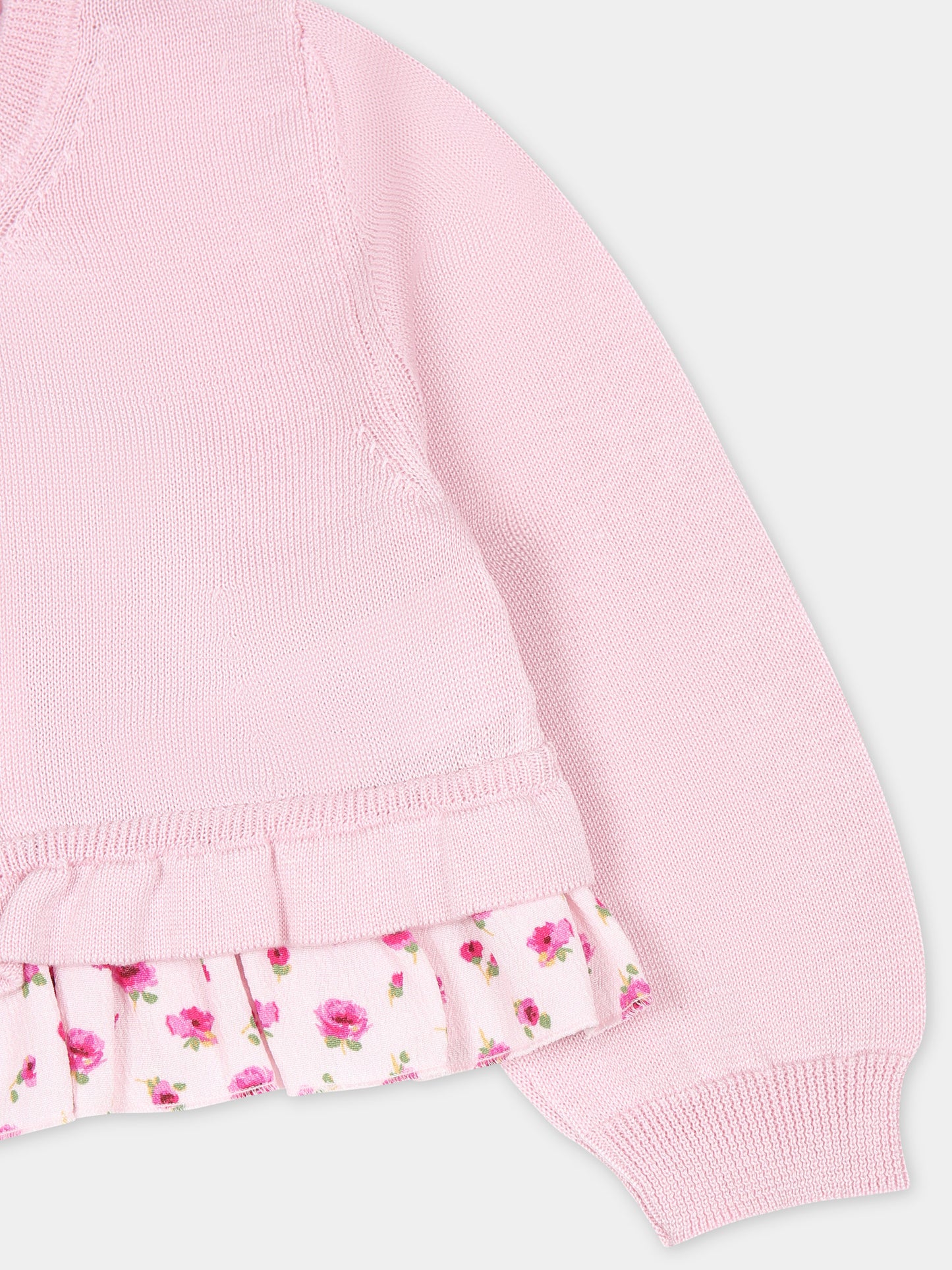 Cardigan rosa per neonta con stampa fiori,Simonetta,SU9030 X0018 515