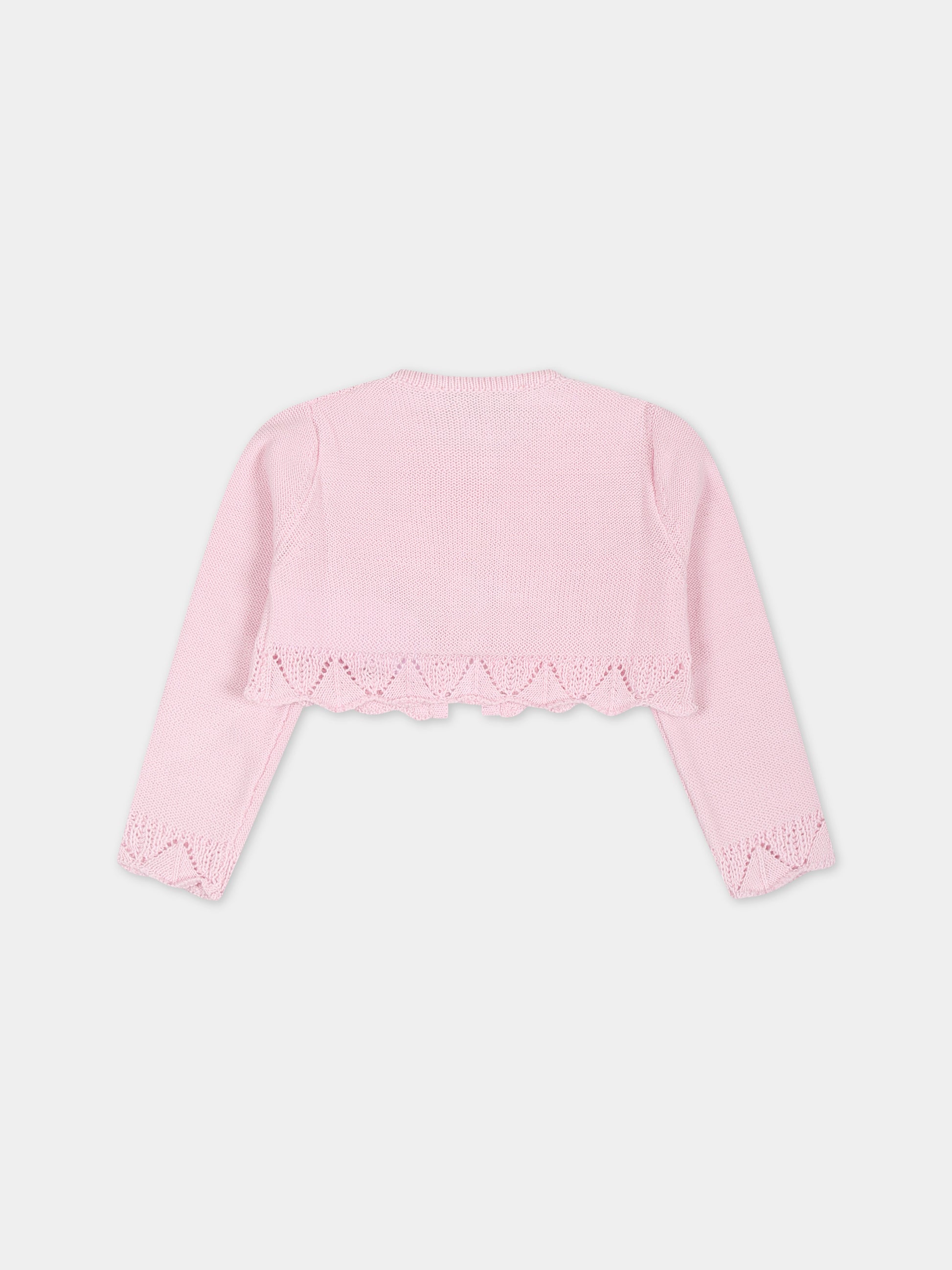Cardigan rosa per neonata con volants,Monnalisa,73C800 3066 0090