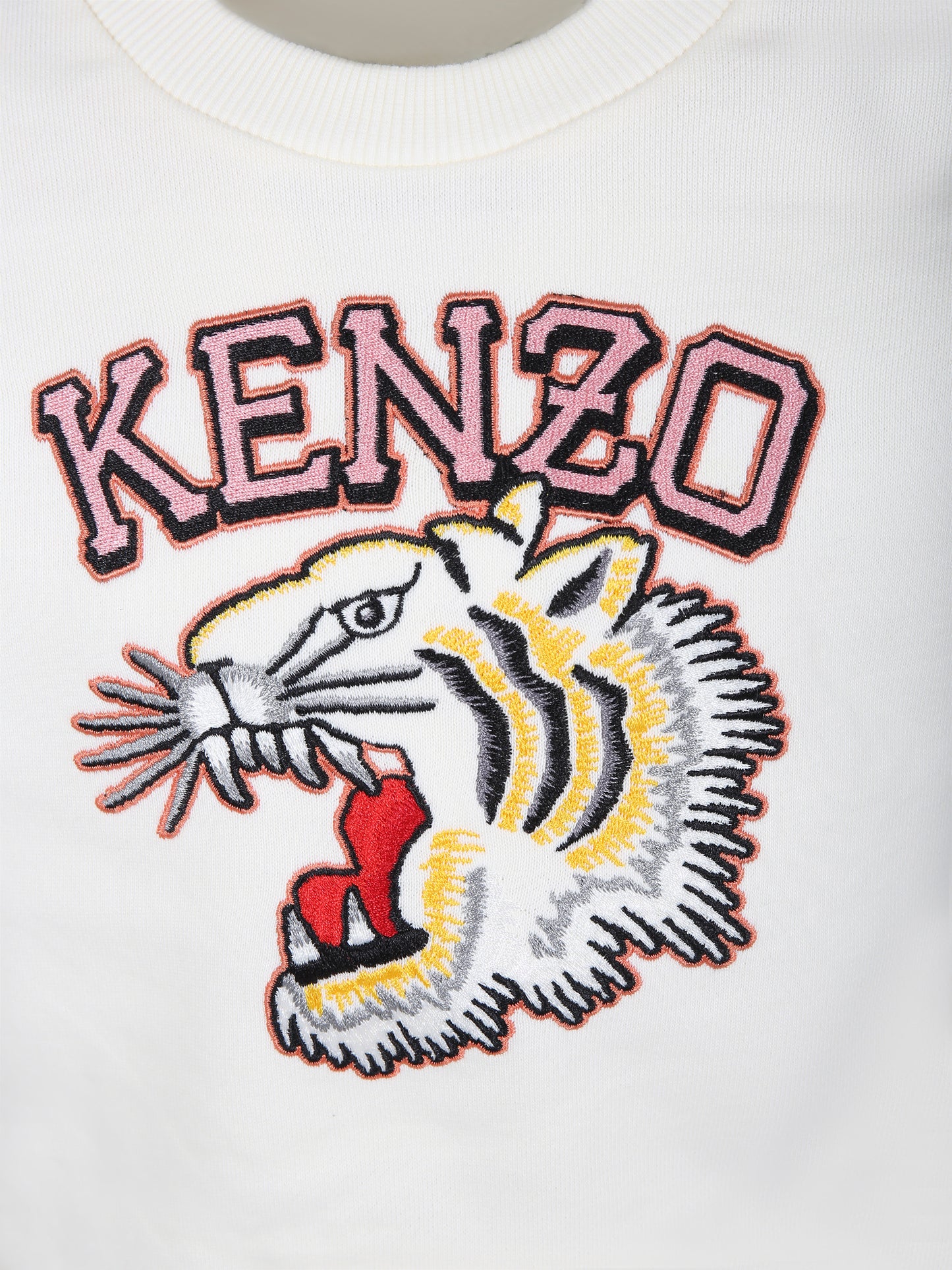 Felpa avorio per bambina con iconica tigre e logo,Kenzo Kids,K60239 12P