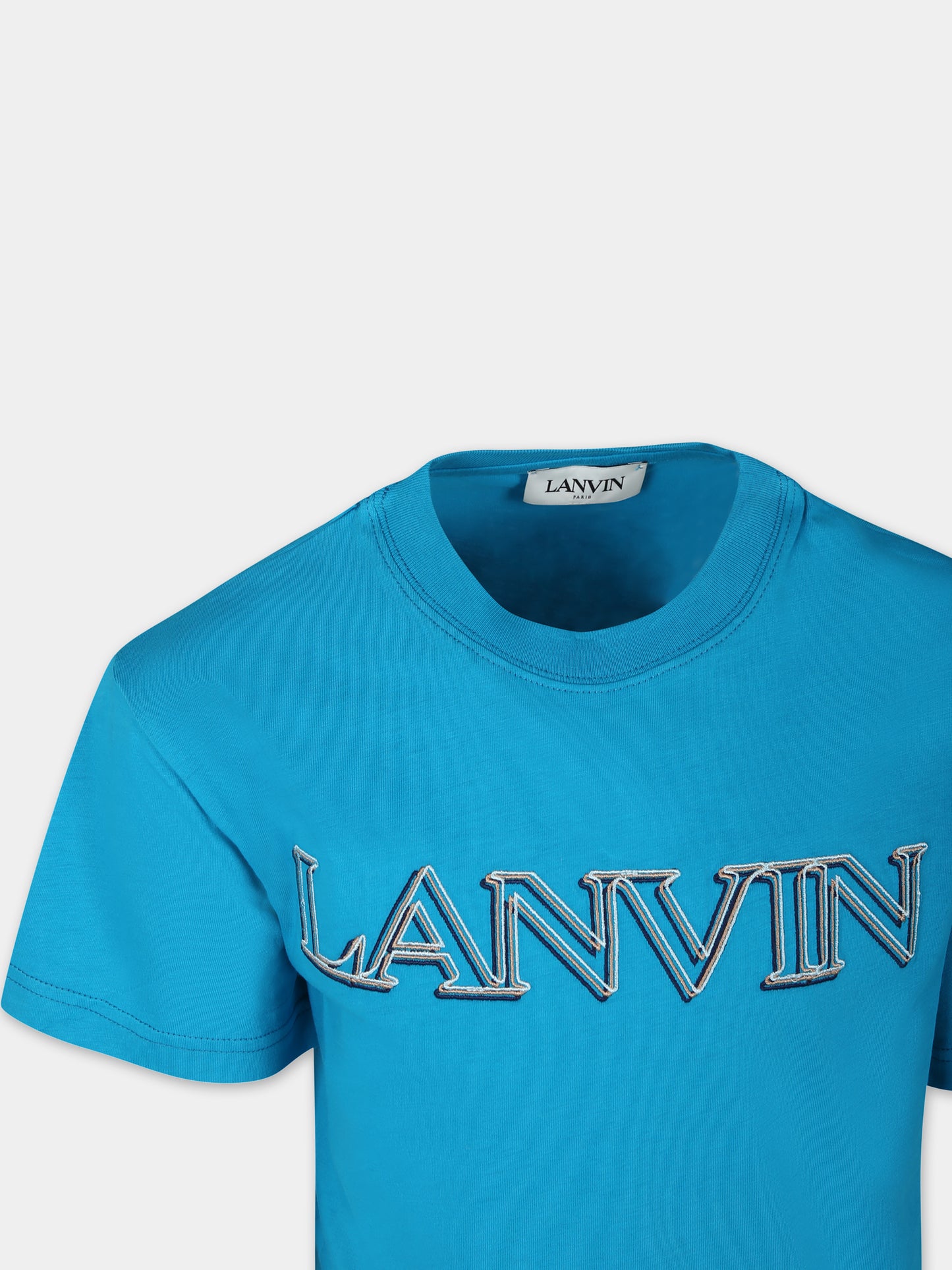 T-shirt azzurra per bambino con logo,Lanvin Petite,N30065 75T
