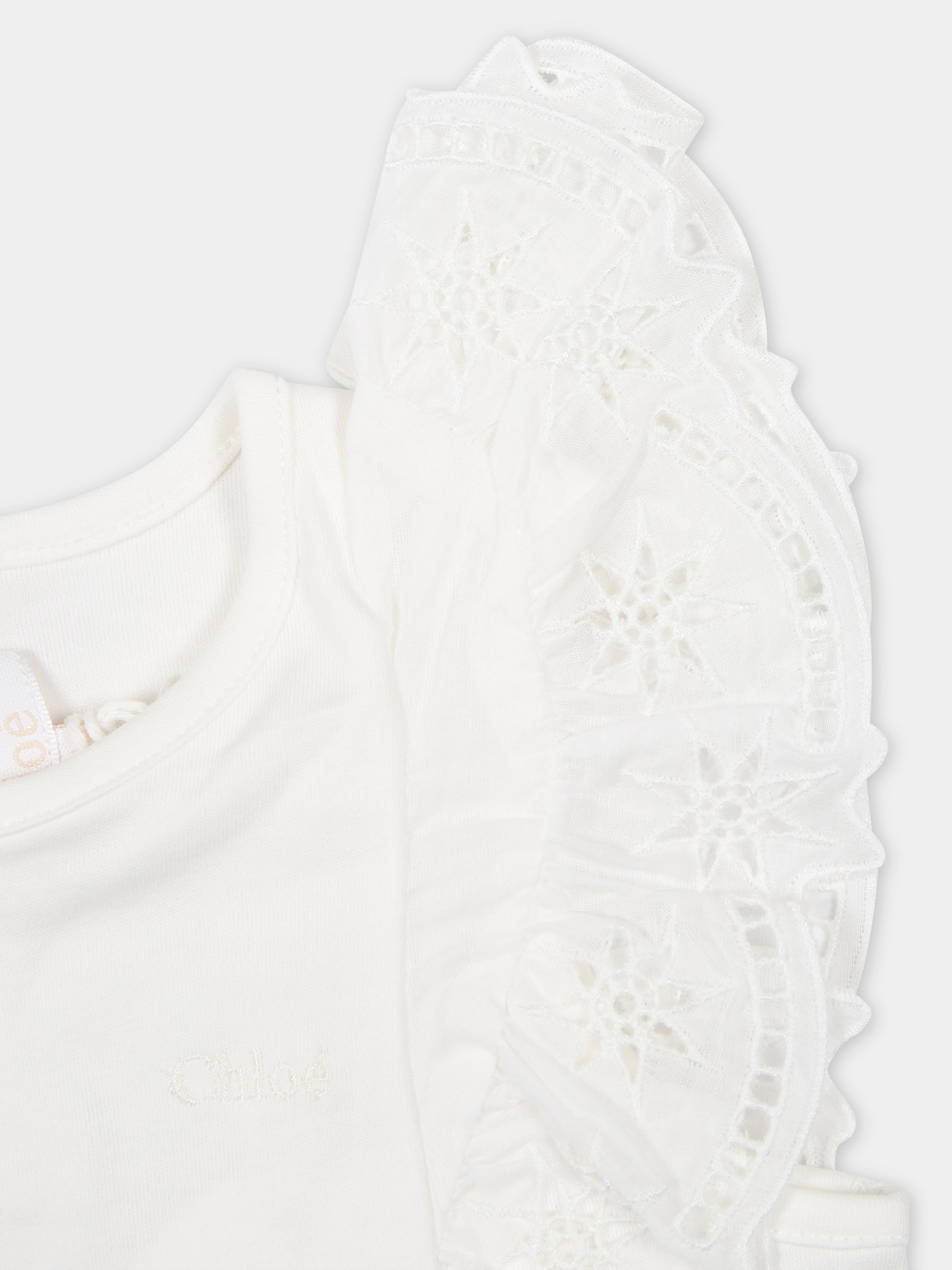 T-shirt bianca per neonata,Chloé Kids,C20042 117
